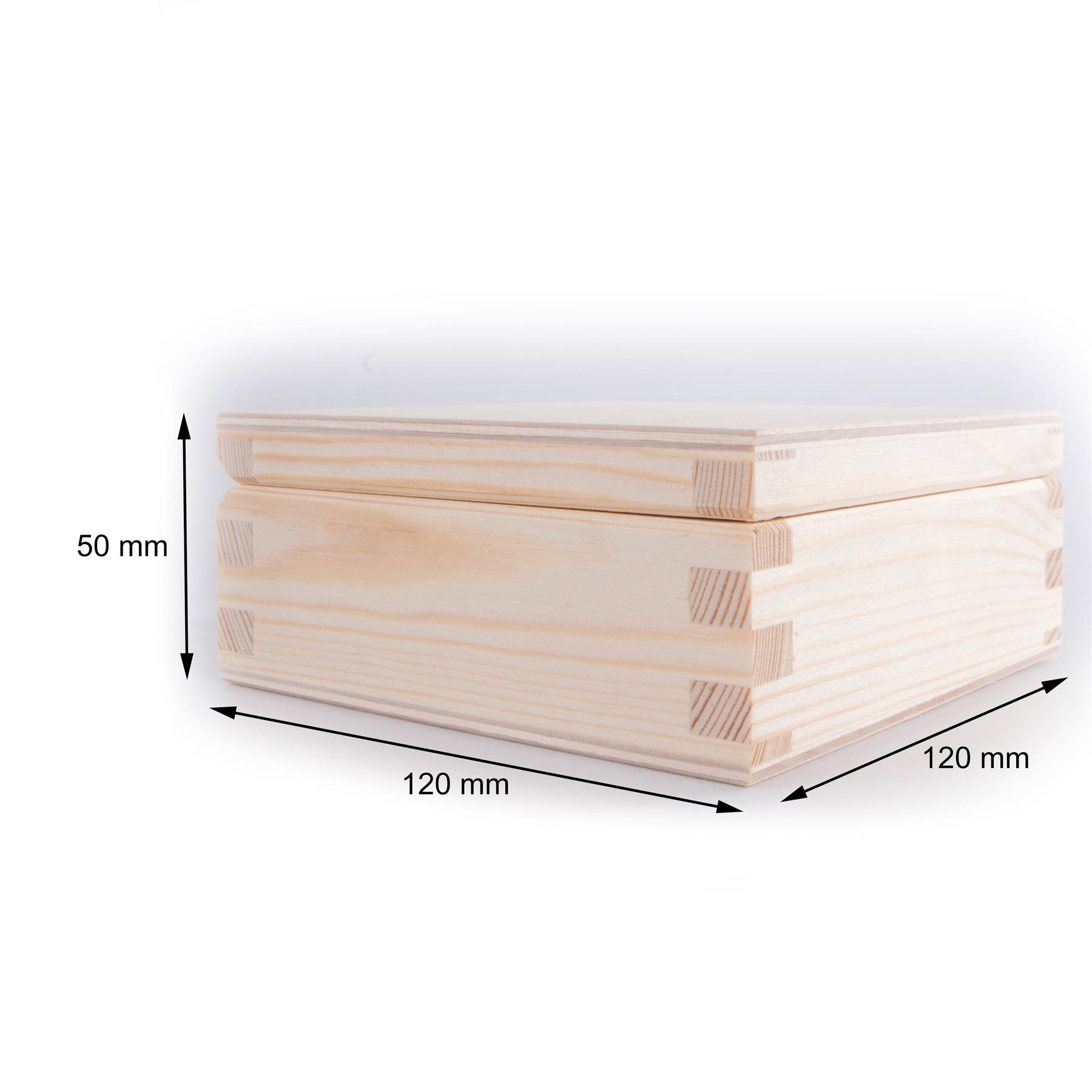 Square Wooden Lid Boxes | Plain Pine for Craft | Keepsake Trinket Memory Storage - Picture 39 of 238