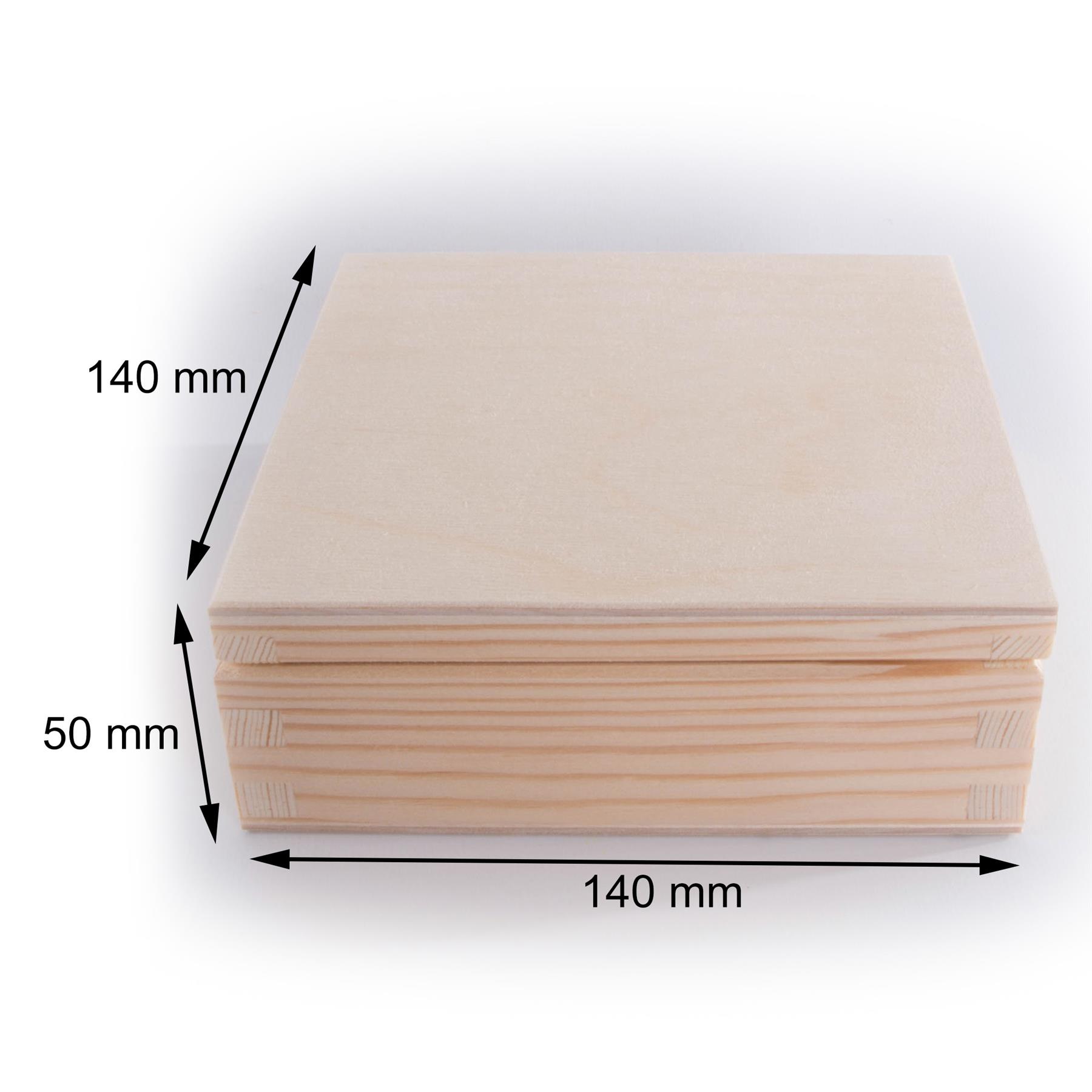 Square Wooden Lid Boxes | Plain Pine for Craft | Keepsake Trinket Memory Storage - Picture 78 of 238