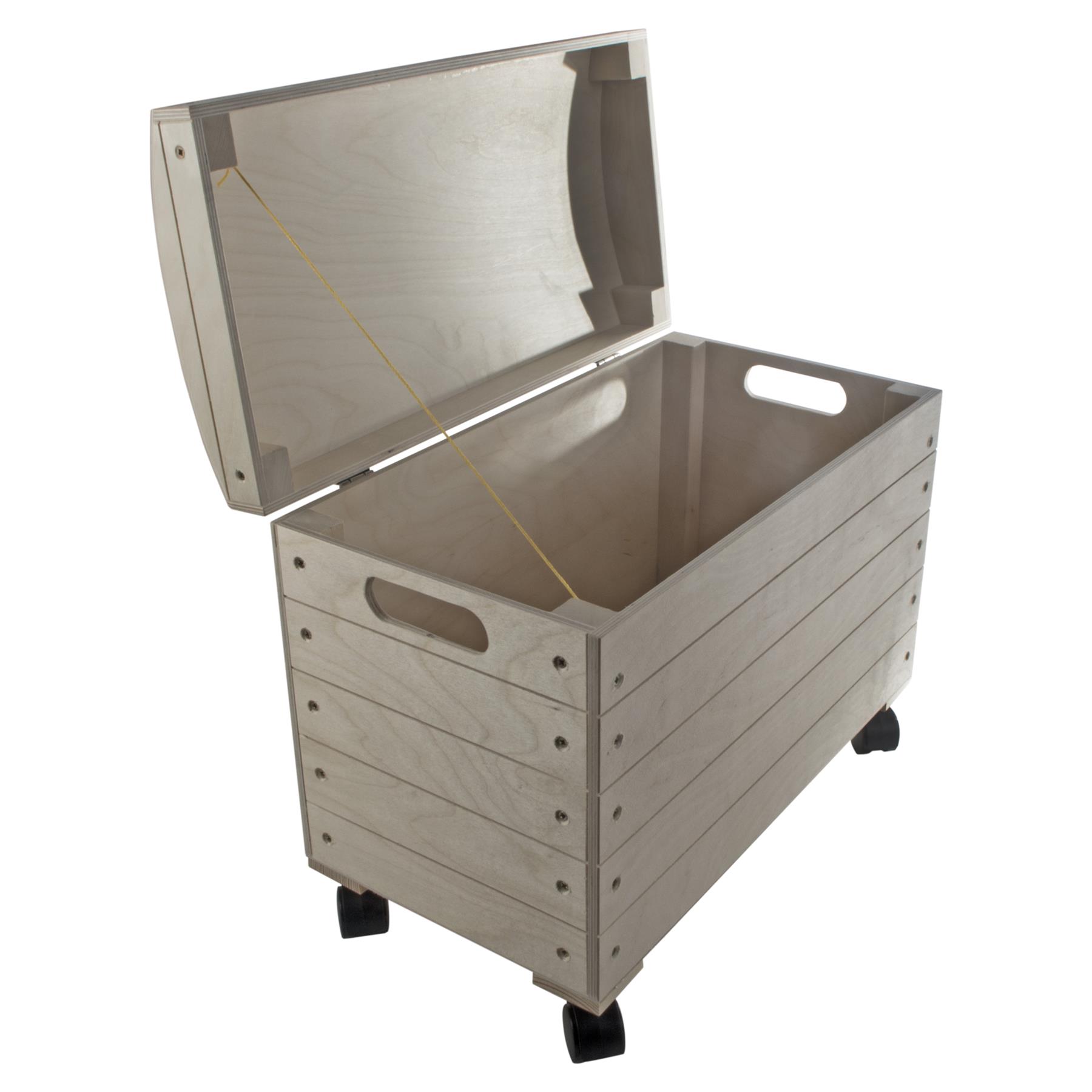 Wooden Trunk Chest Storage Box Lid & Wheels | Paint Yourself | Choice of Sizes - Picture 11 of 21