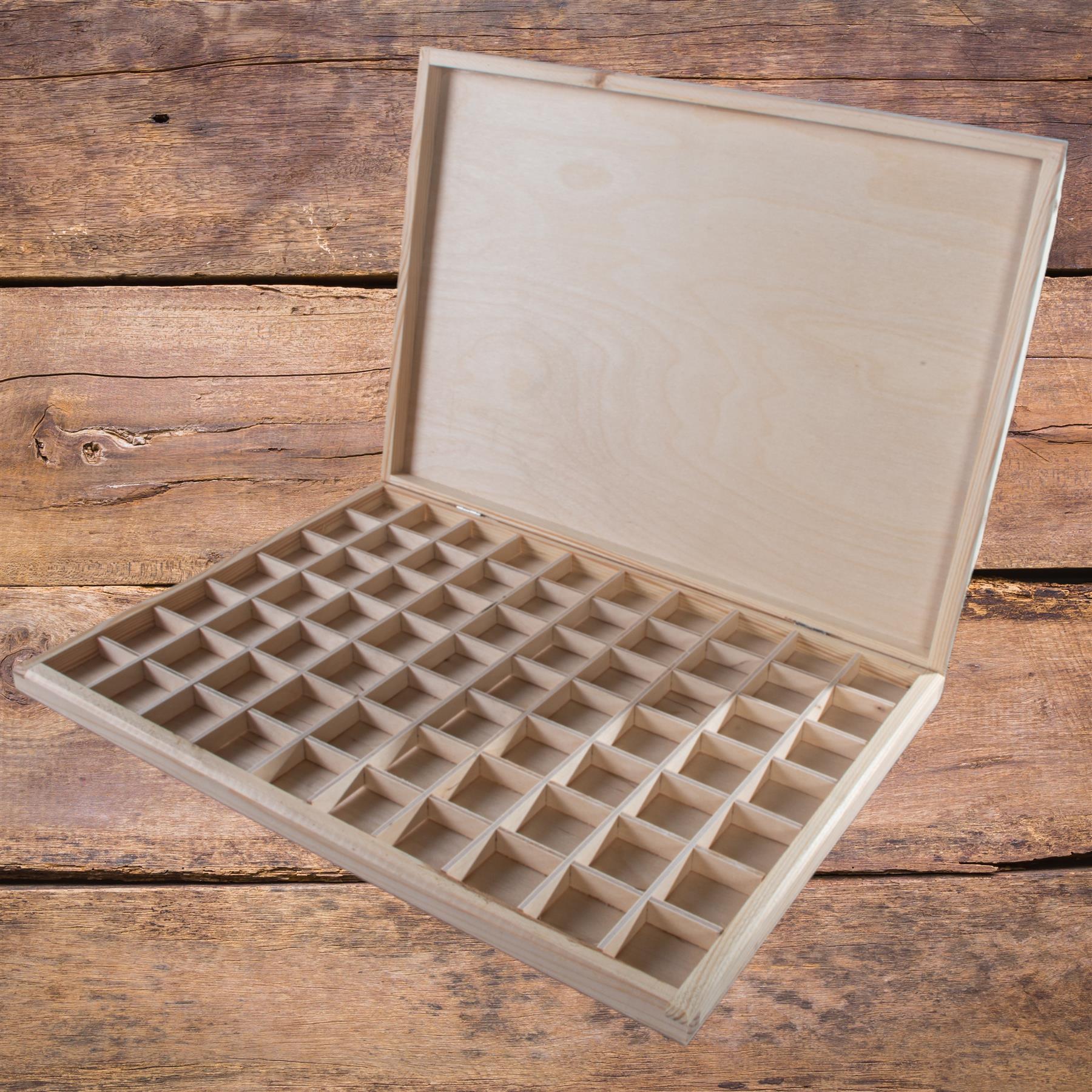 Wooden 40/50/70 Grids Gemstone Bead Jewellery Boxes Removable Dividers Organiser - Picture 36 of 48