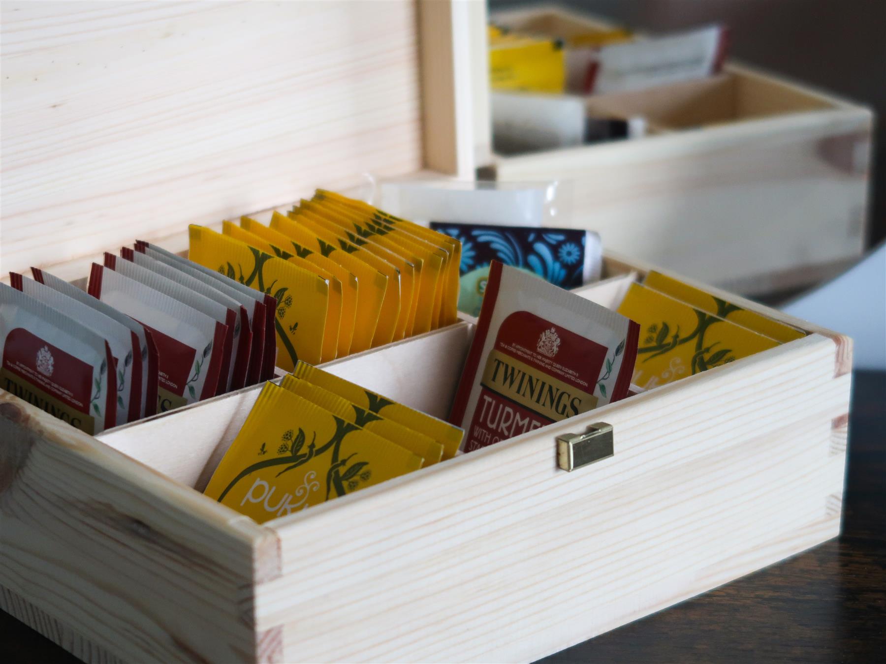 Decorative Natural Real Pinewood Boxes | Removable Dividers | 6/8/12 Sections - Picture 6 of 37