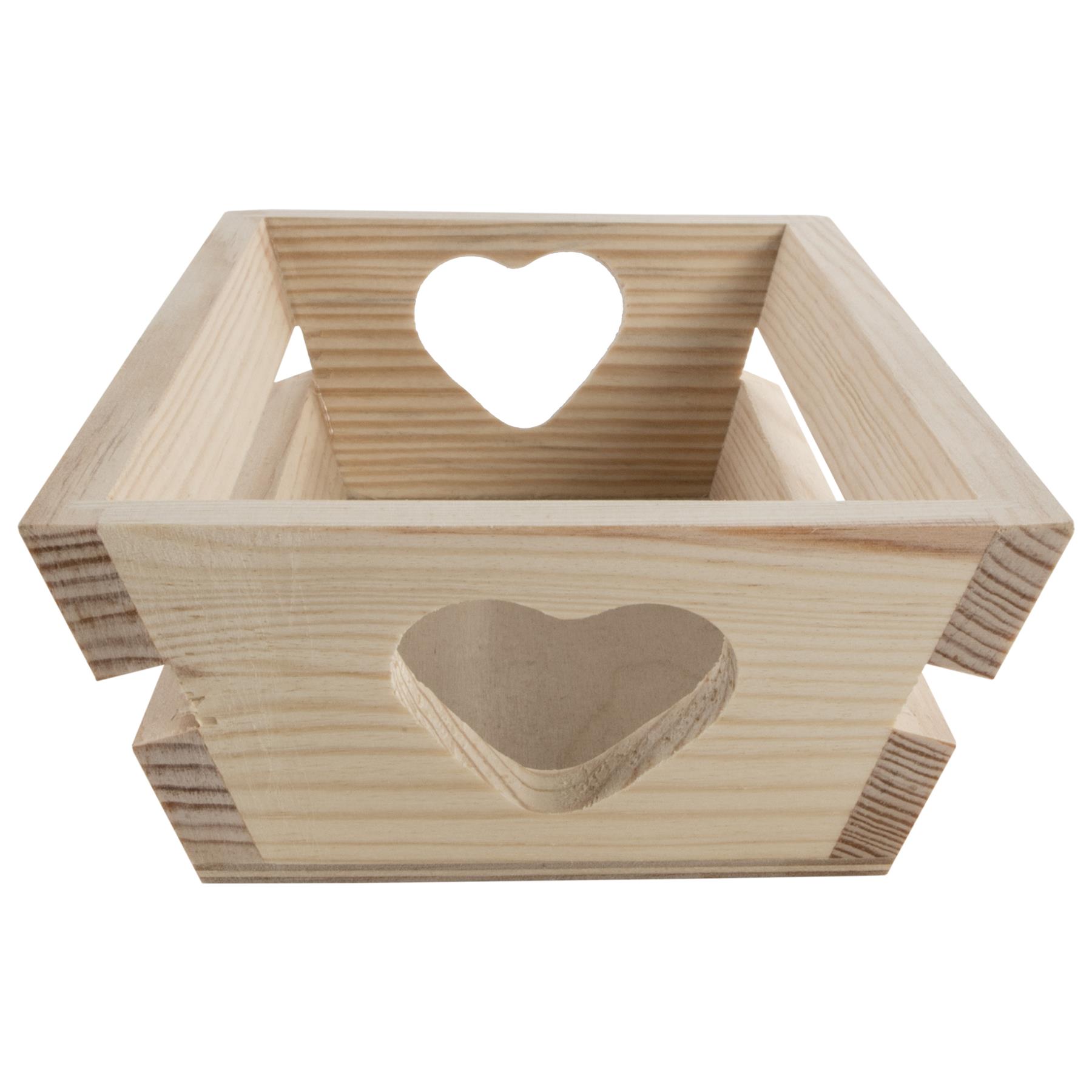Wooden Heart Gift Hamper Basket Tray Display Platter Bread Snack Crate