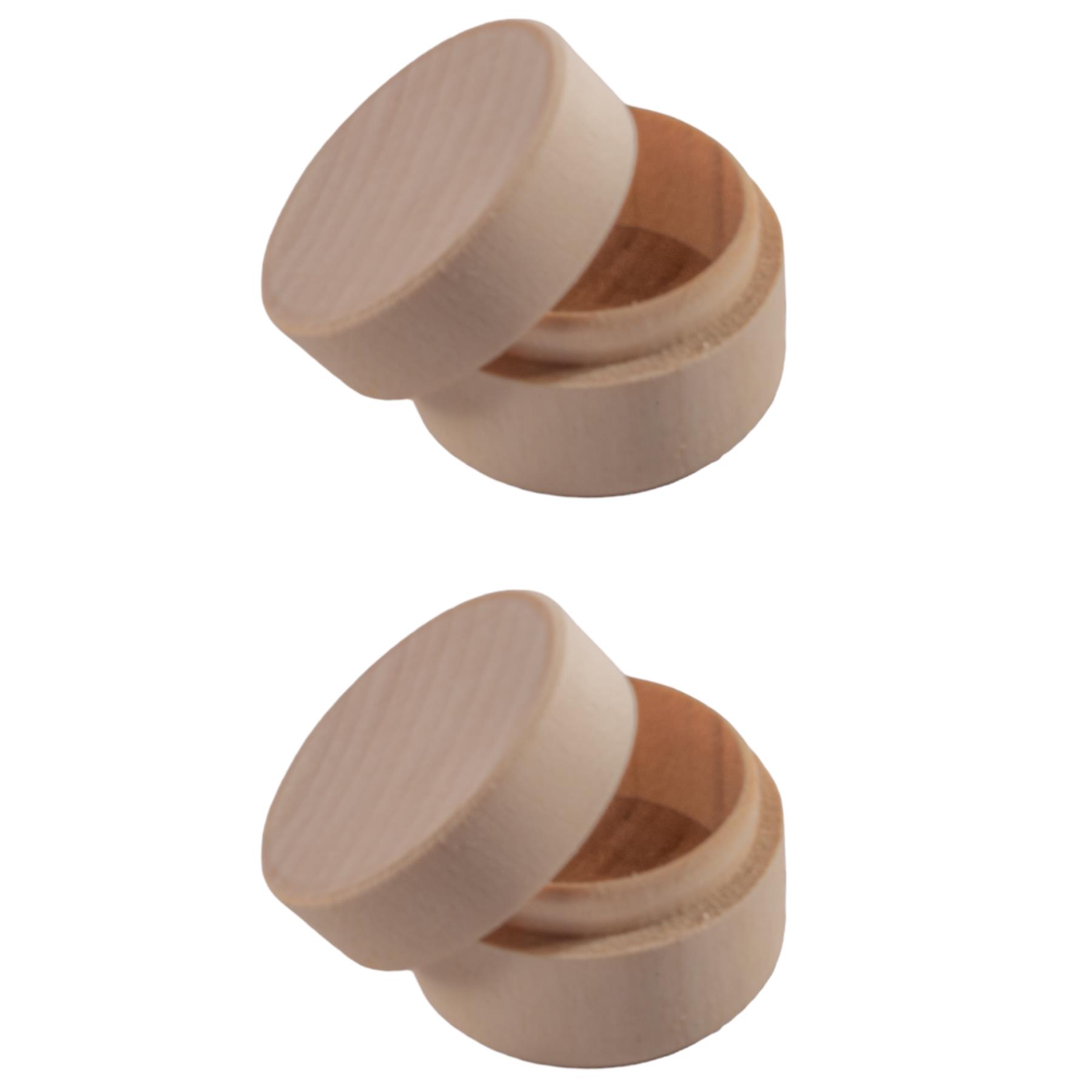 Plain Round Wooden Ring Box Ø40 H25 mm Jewellery Trinket Earrings Gifts Case - Picture 9 of 13