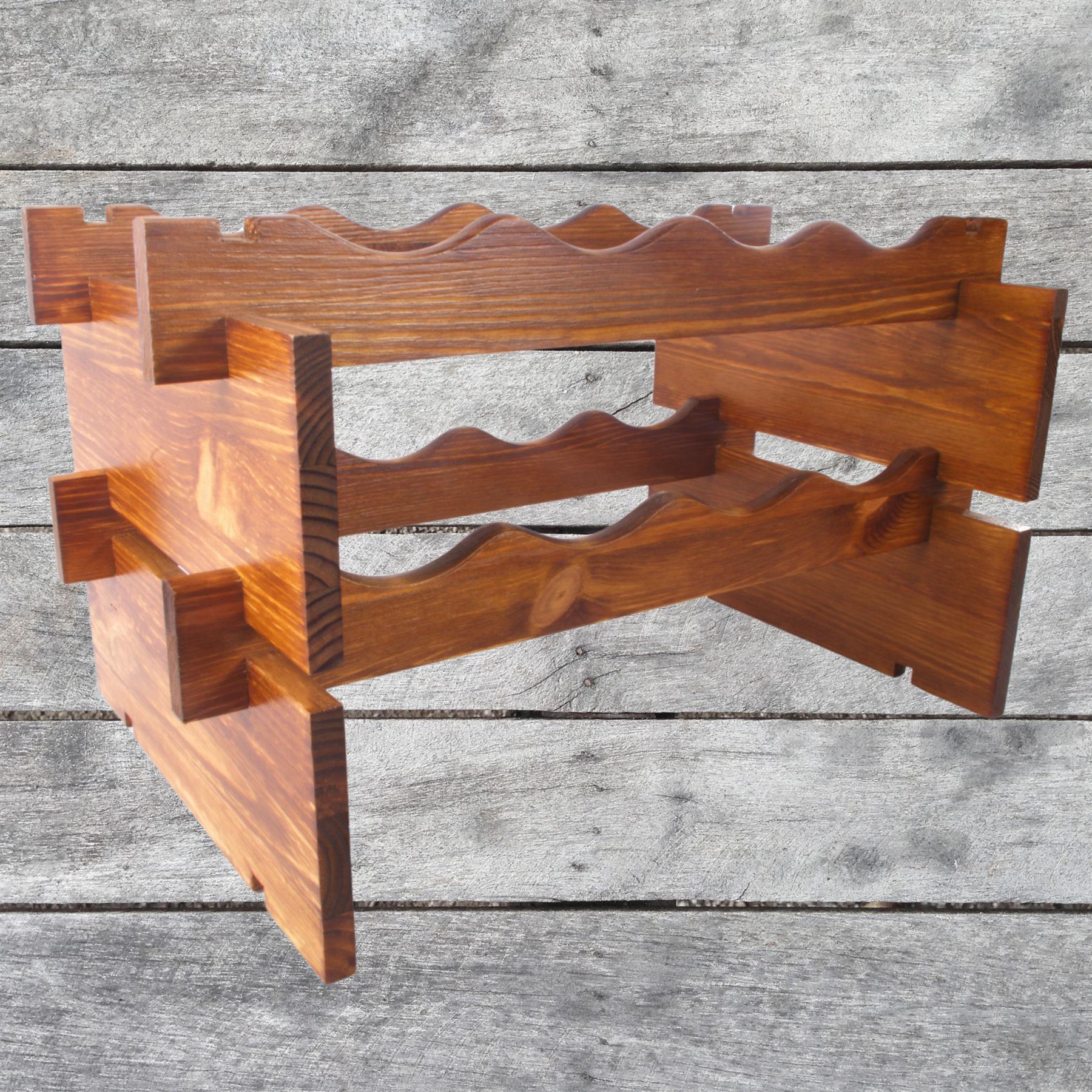 Weinregal aus Holz freistehend stapelbar modulare Wellenanzeige Flaschenhalter Regal - Bild 19 von 50