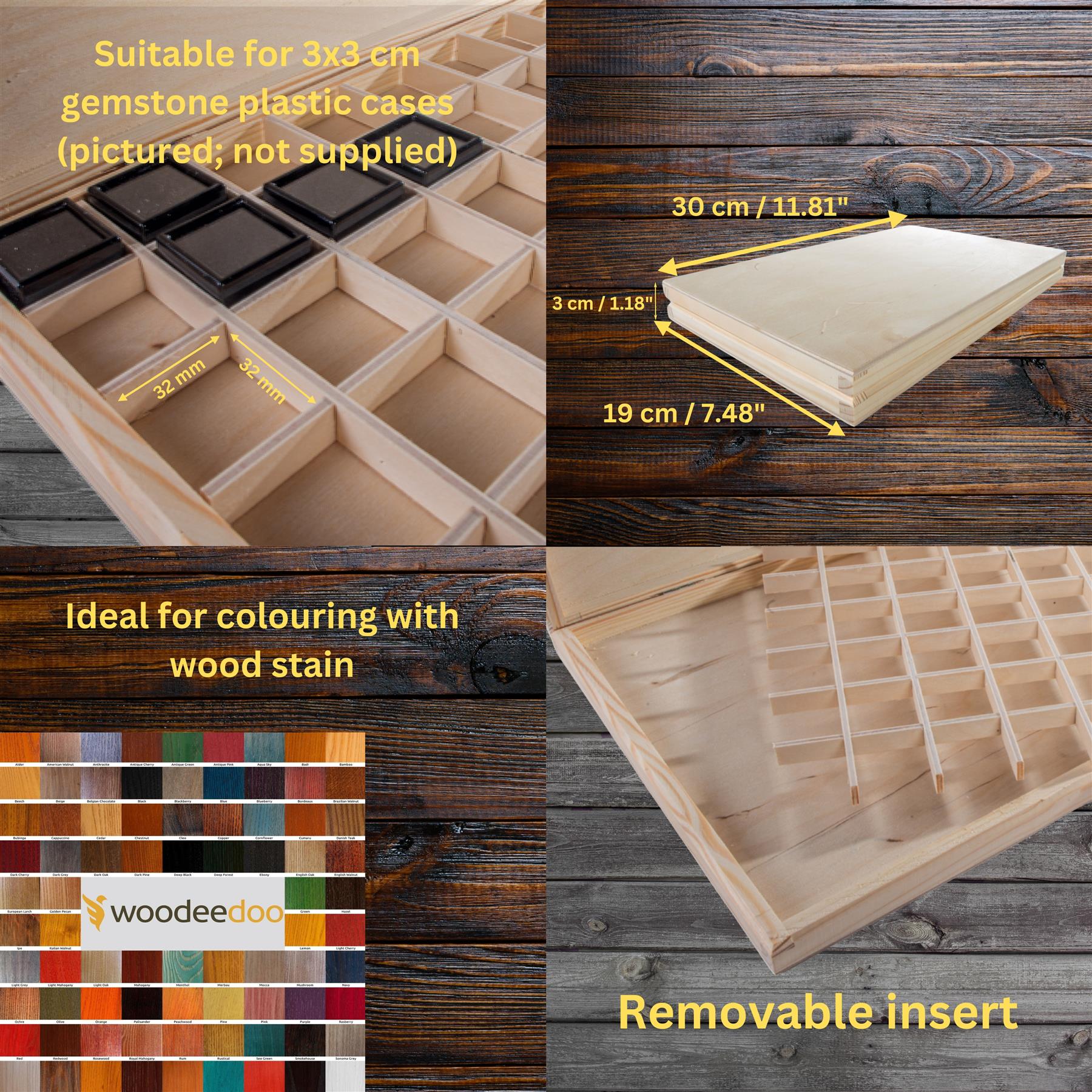 Wooden 40/50/70 Grids Gemstone Bead Jewellery Boxes Removable Dividers Organiser - Picture 23 of 48