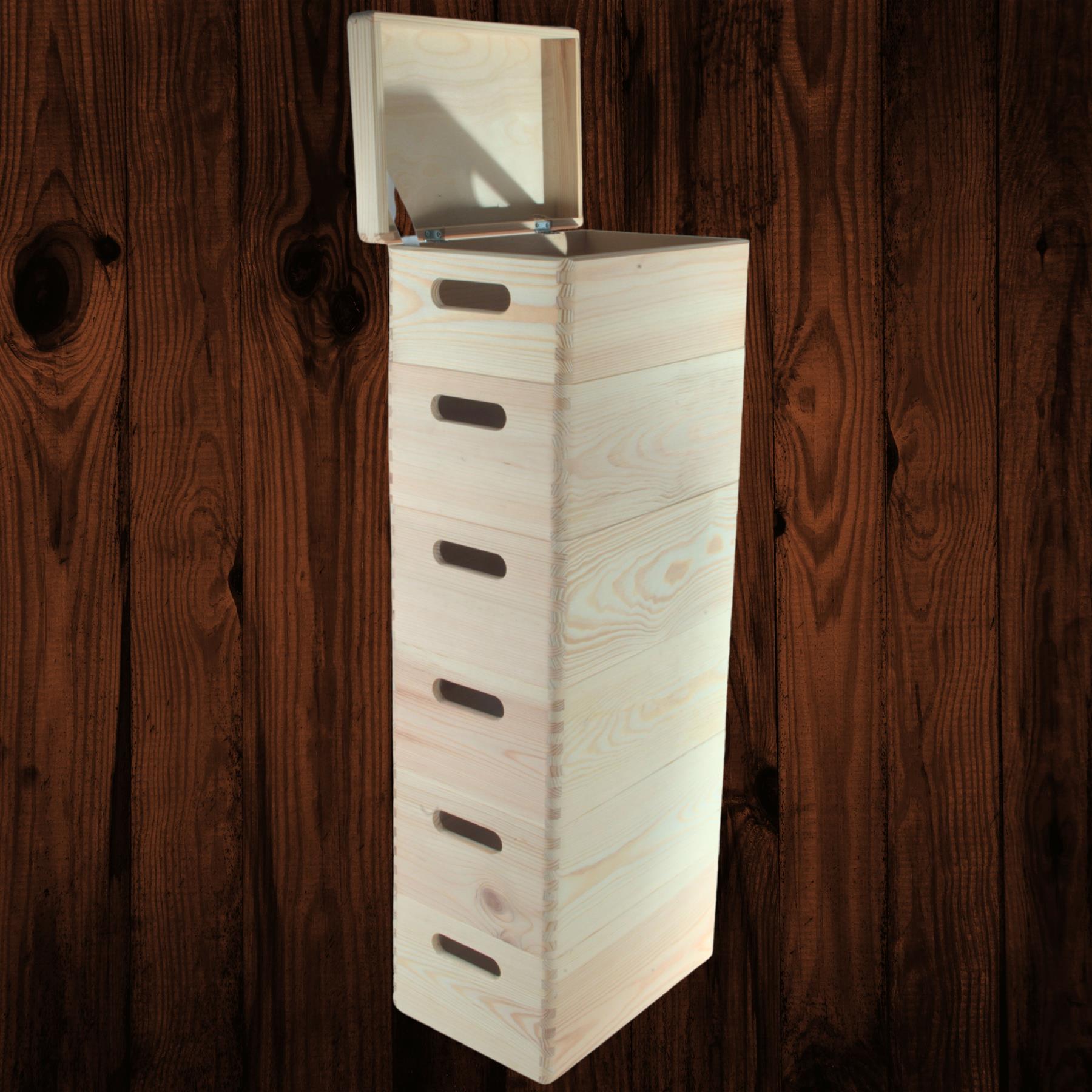 Wooden Stacking Storage Boxes Narrow Small Spaces Bathroom Kitchen Slim Crates - Picture 51 of 61