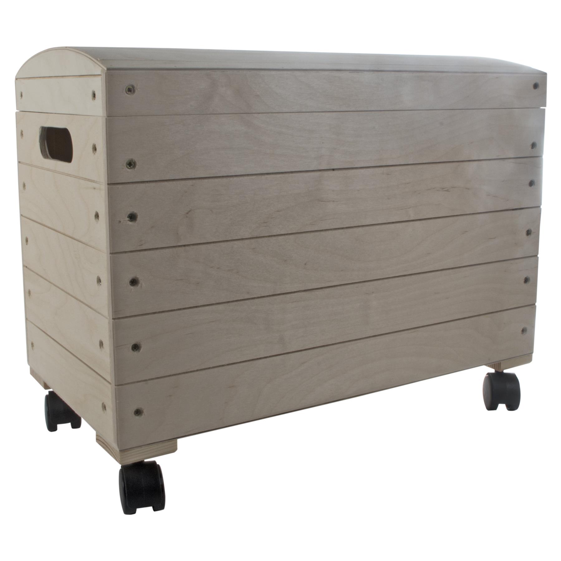 Wooden Trunk Chest Storage Box Lid & Wheels | Paint Yourself | Choice of Sizes - Picture 10 of 21