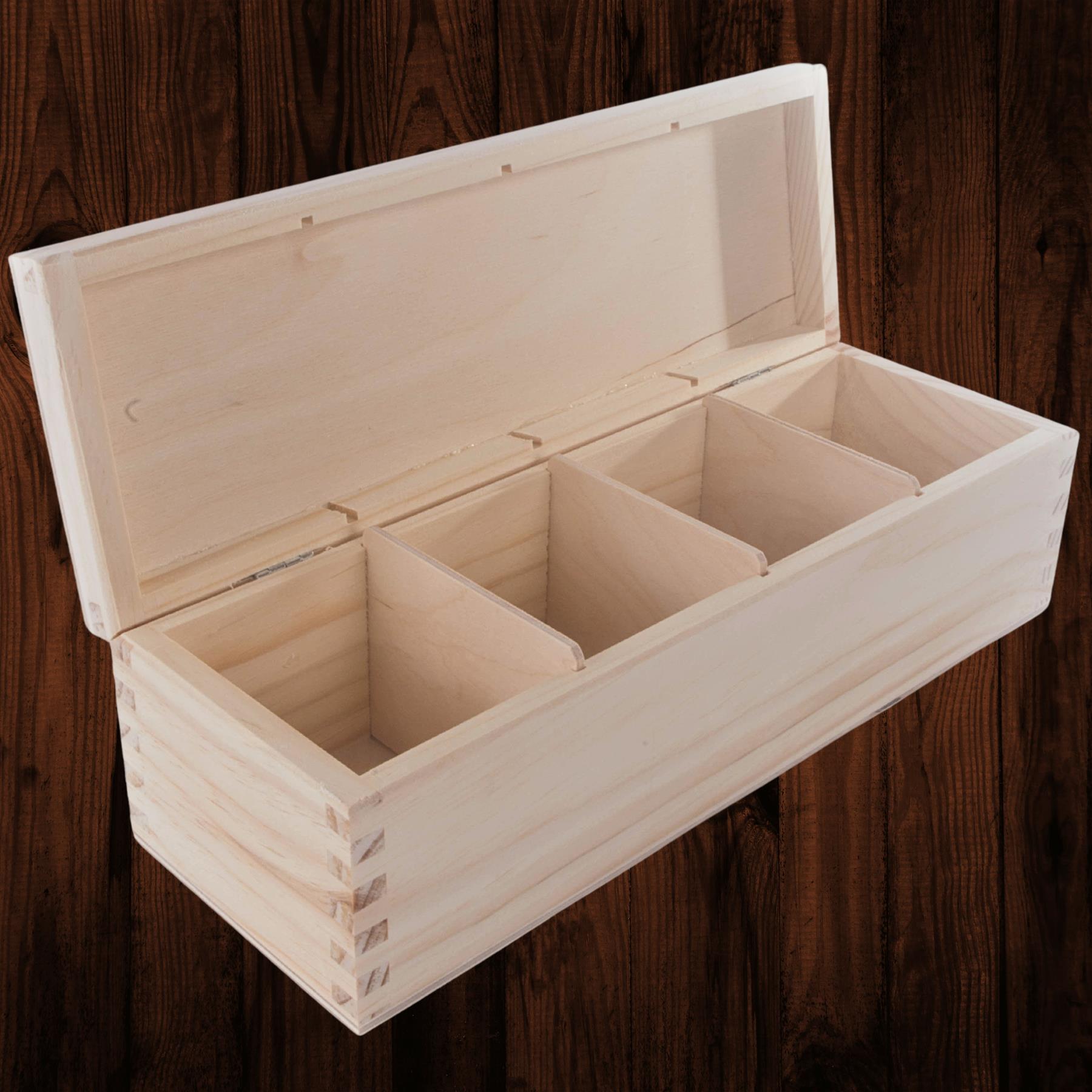 Holz Länglich Tee Box Ordnung Aufbewahrung Organizer Einfach Halter Etui 2-4 Fächer - Bild 37 von 48