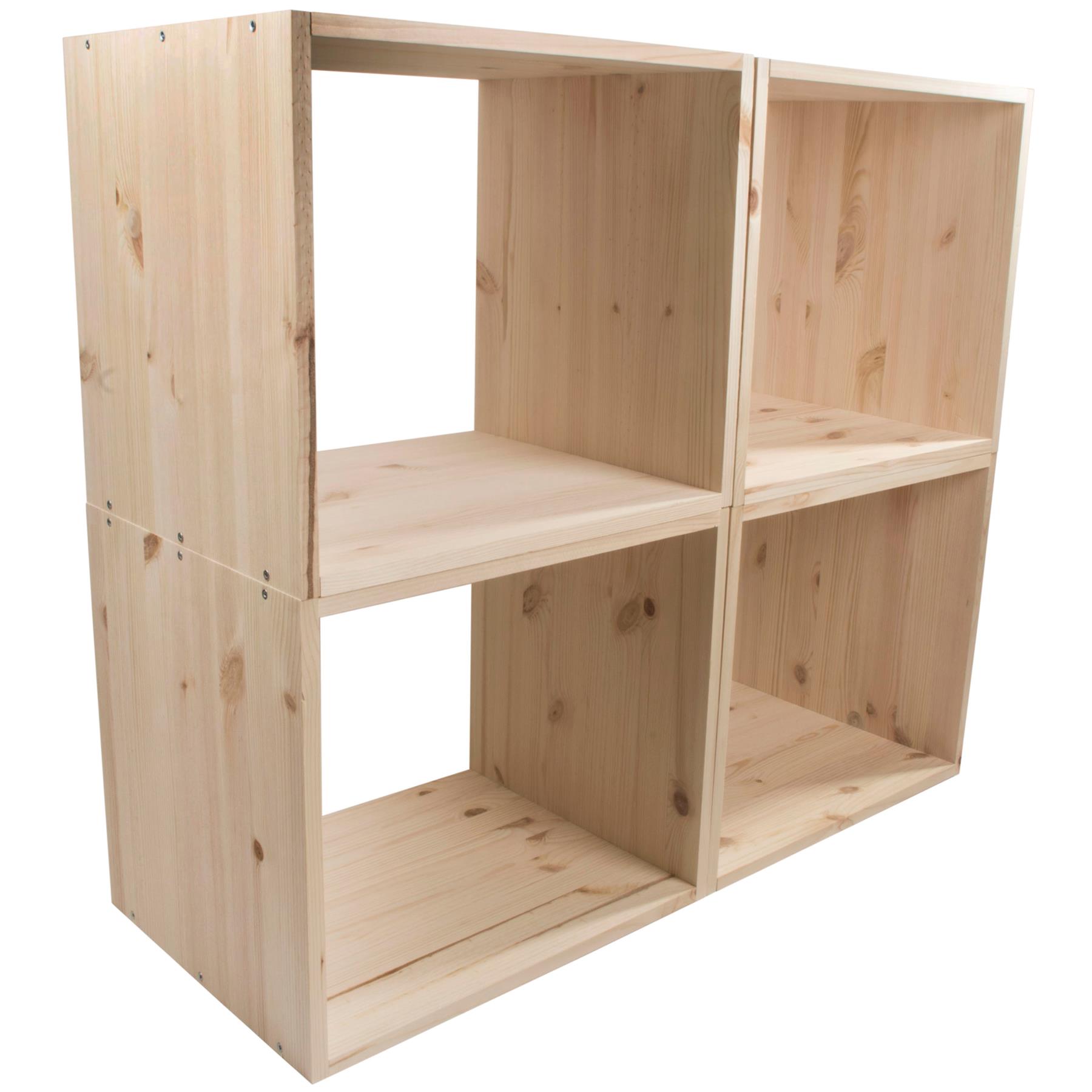 Almacenamiento de exhibición de estantería de madera de 1-4 niveles / pino sin pintar / madera natural - Imagen 59 de 60