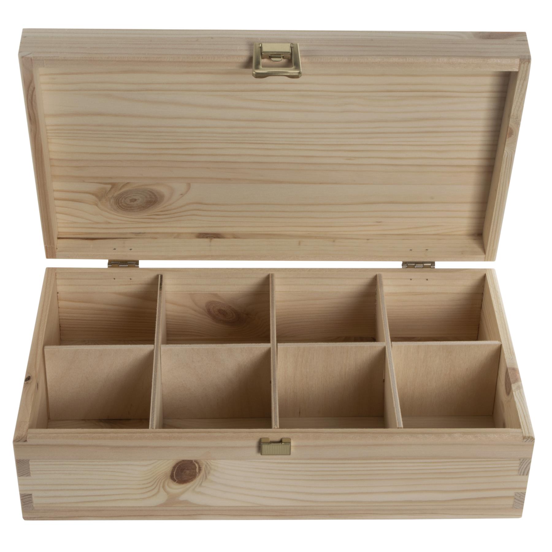 Decorative Natural Real Pinewood Boxes | Removable Dividers | 6/8/12 Sections - Picture 16 of 37
