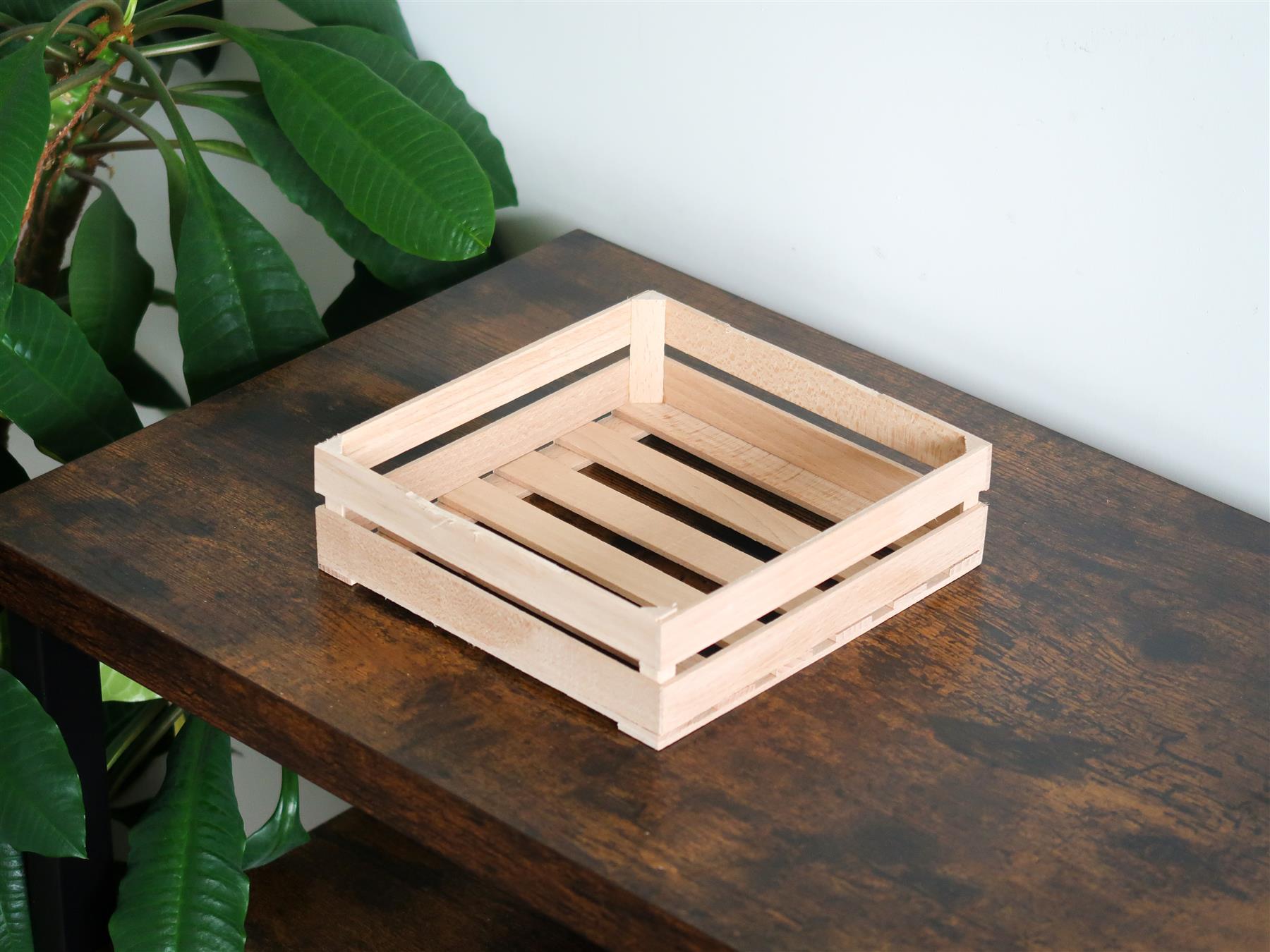 Small Square Wooden Crates Decorative Display Box Organisation Basket Plan Wood - Picture 24 of 31
