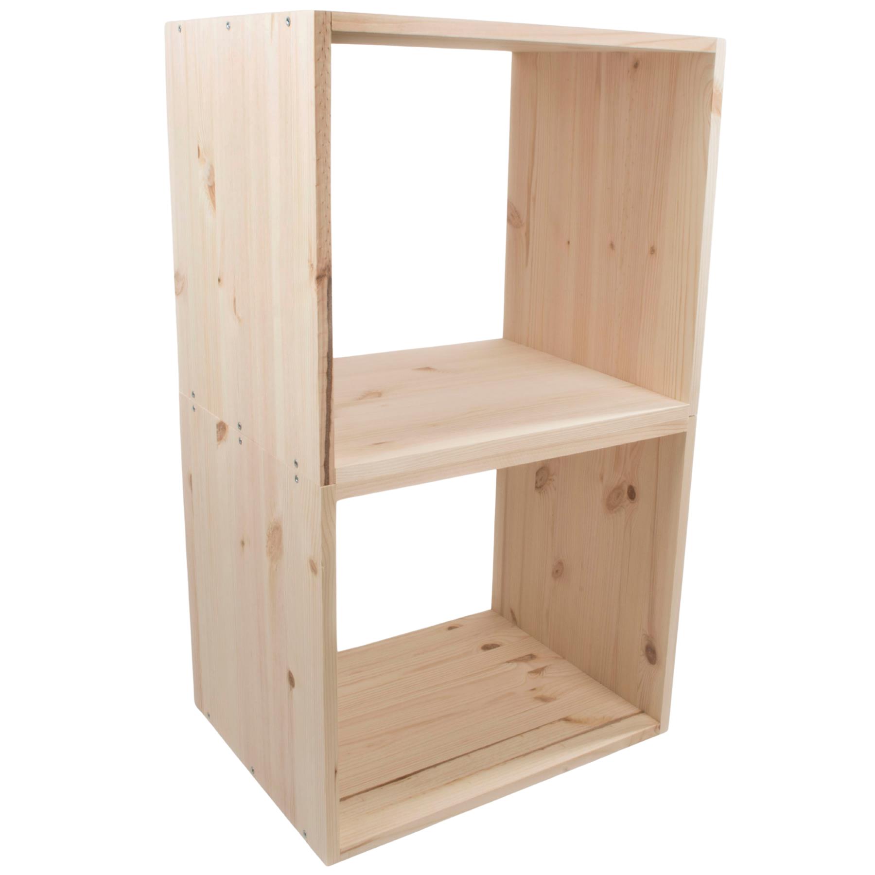 Almacenamiento de exhibición de estantería de madera de 1-4 niveles / pino sin pintar / madera natural - Imagen 35 de 60