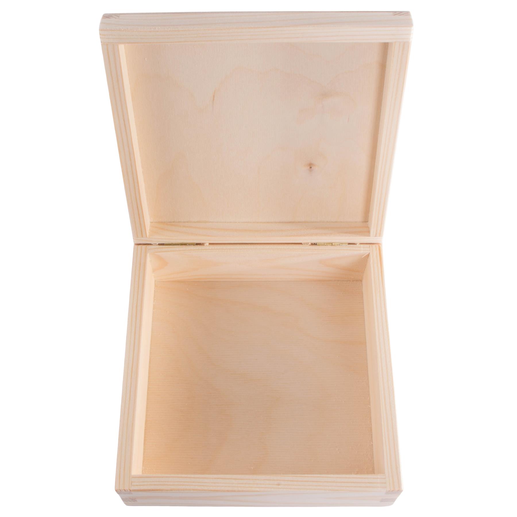 Square Wooden Lid Boxes | Plain Pine for Craft | Keepsake Trinket Memory Storage - Picture 105 of 238