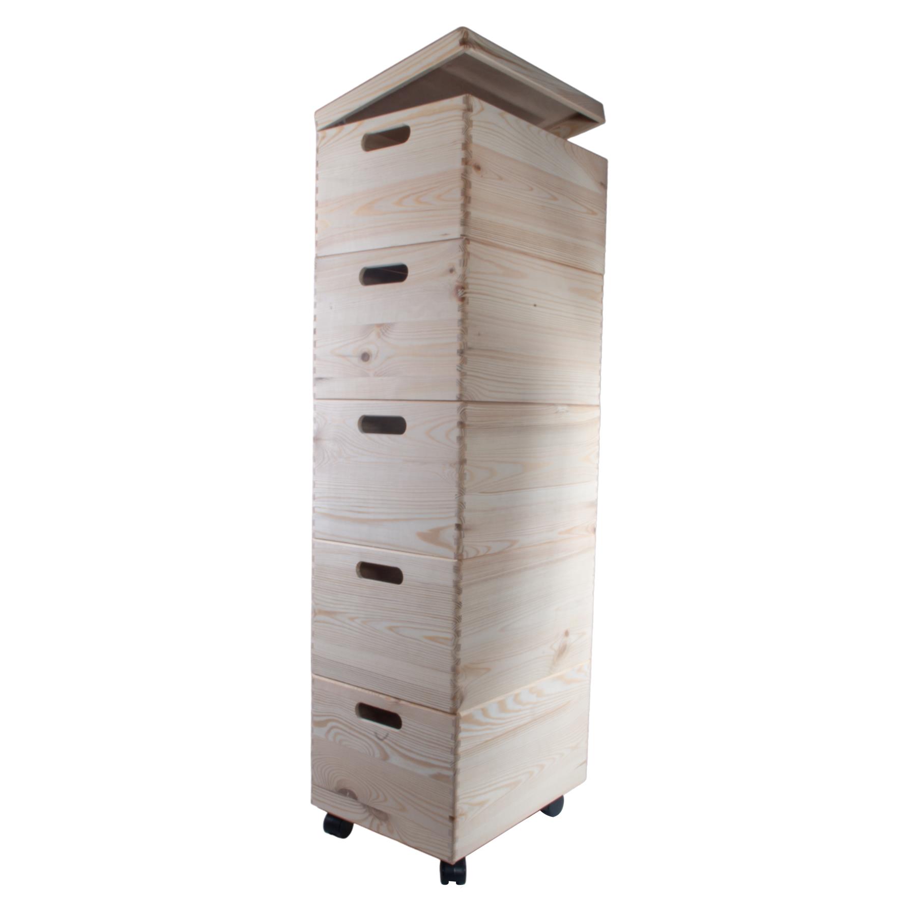 Grandes cajas de madera apilables con asas de tapa ruedas - Imagen 46 de 68