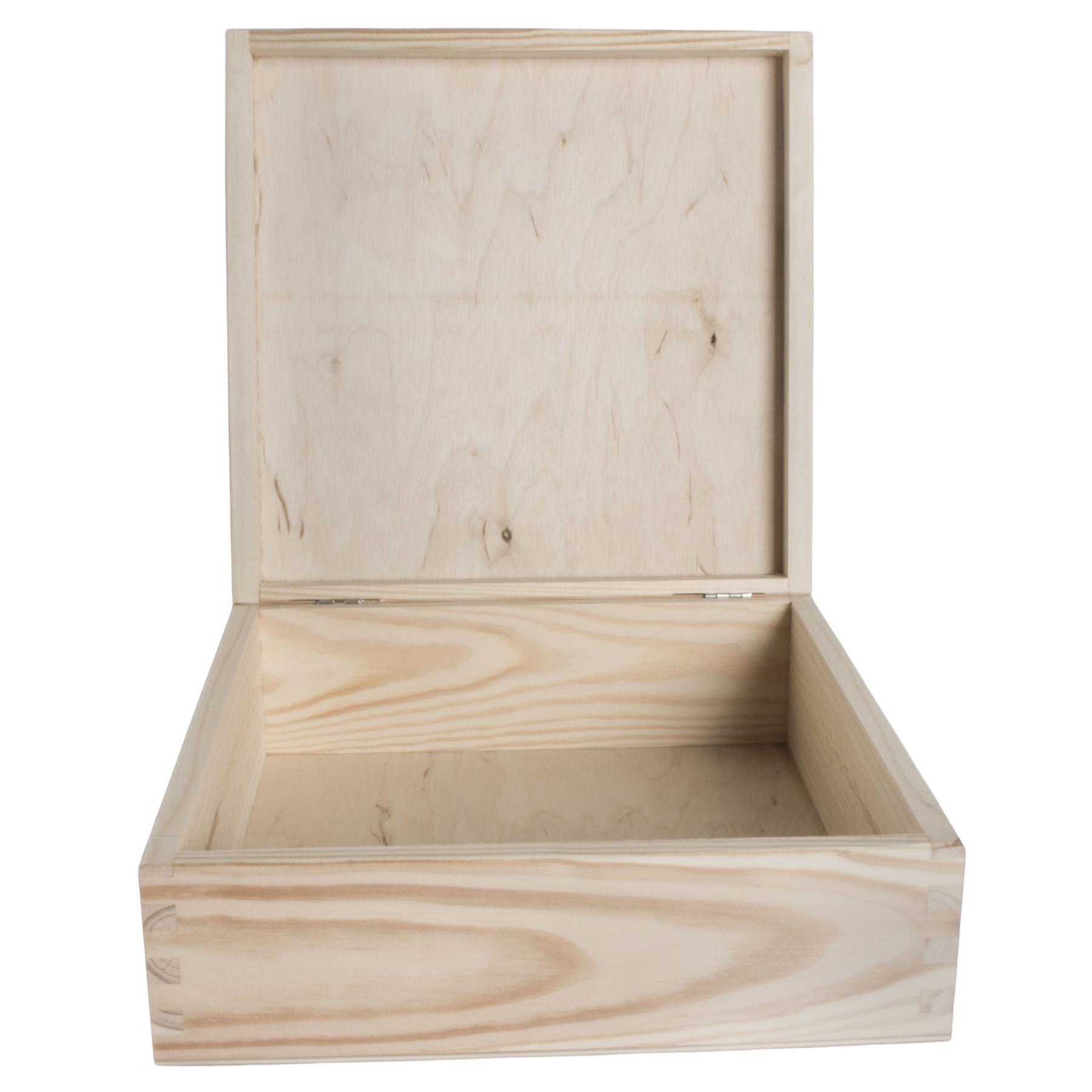 Square Wooden Lid Boxes | Plain Pine for Craft | Keepsake Trinket Memory Storage - Picture 172 of 238