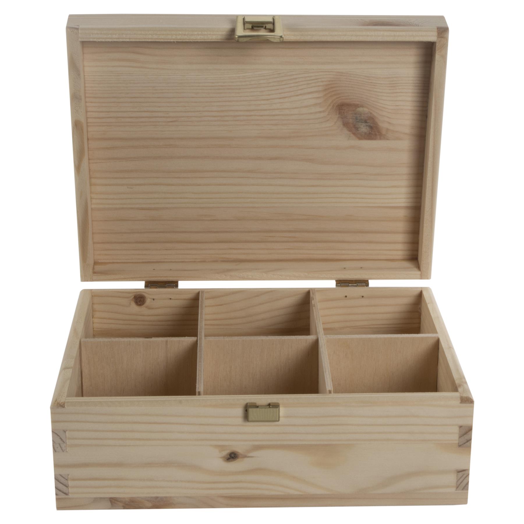 Decorative Natural Real Pinewood Boxes | Removable Dividers | 6/8/12 Sections - Picture 11 of 37