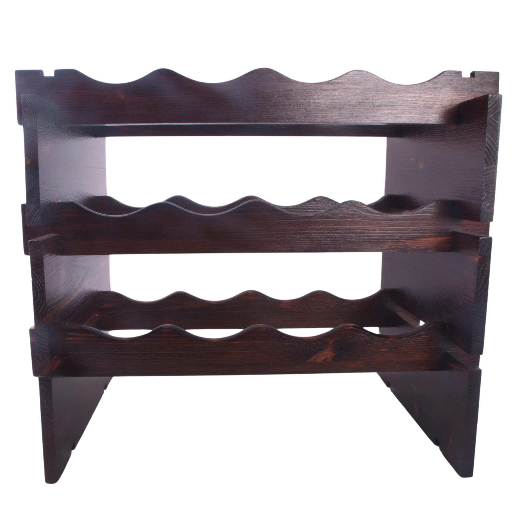 Weinregal aus Holz freistehend stapelbar modulare Wellenanzeige Flaschenhalter Regal - Bild 34 von 50
