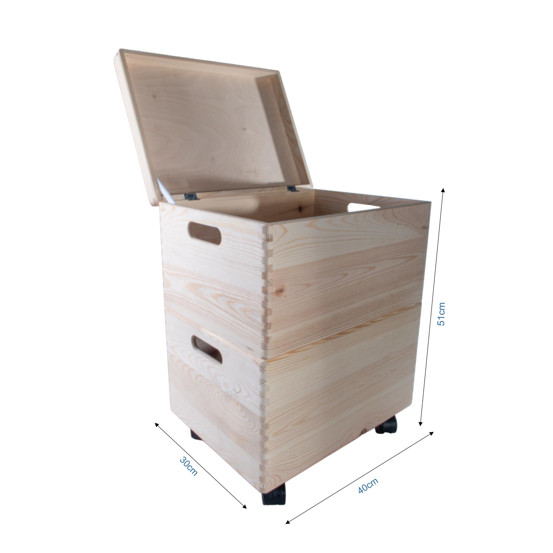 Grandes cajas de madera apilables con asas de tapa ruedas - Imagen 15 de 68