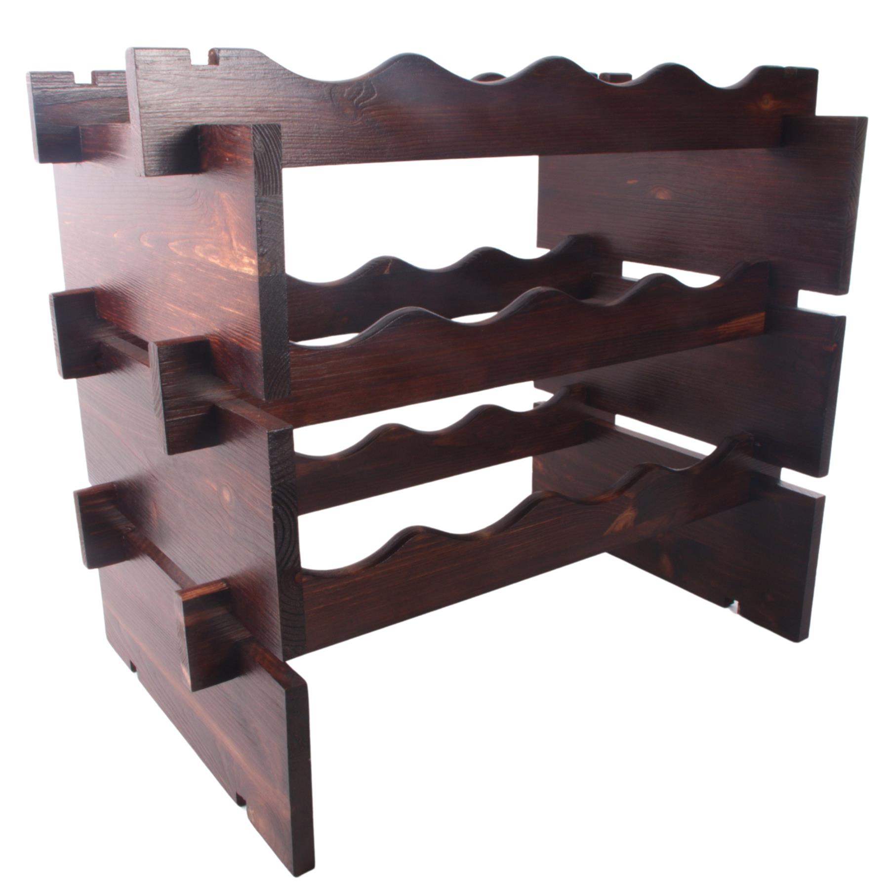 Weinregal aus Holz freistehend stapelbar modulare Wellenanzeige Flaschenhalter Regal - Bild 33 von 50