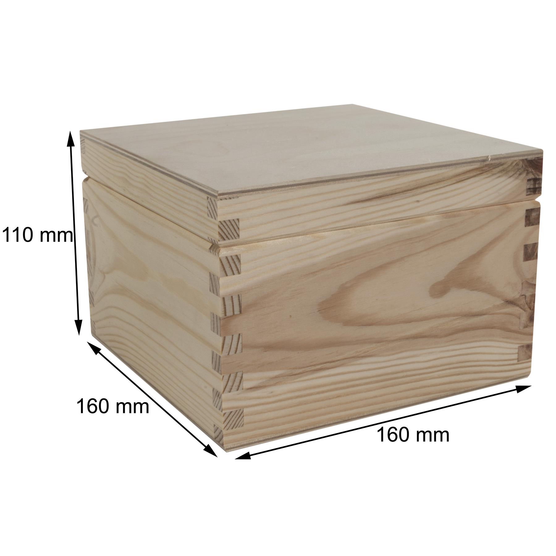 Square Wooden Lid Boxes | Plain Pine for Craft | Keepsake Trinket Memory Storage - Picture 119 of 238