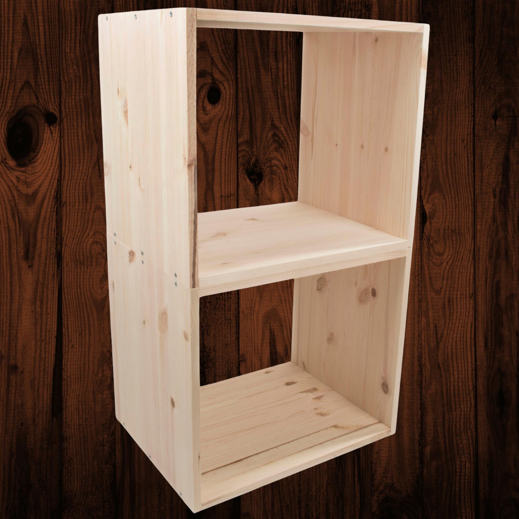 Almacenamiento de exhibición de estantería de madera de 1-4 niveles / pino sin pintar / madera natural - Imagen 22 de 60