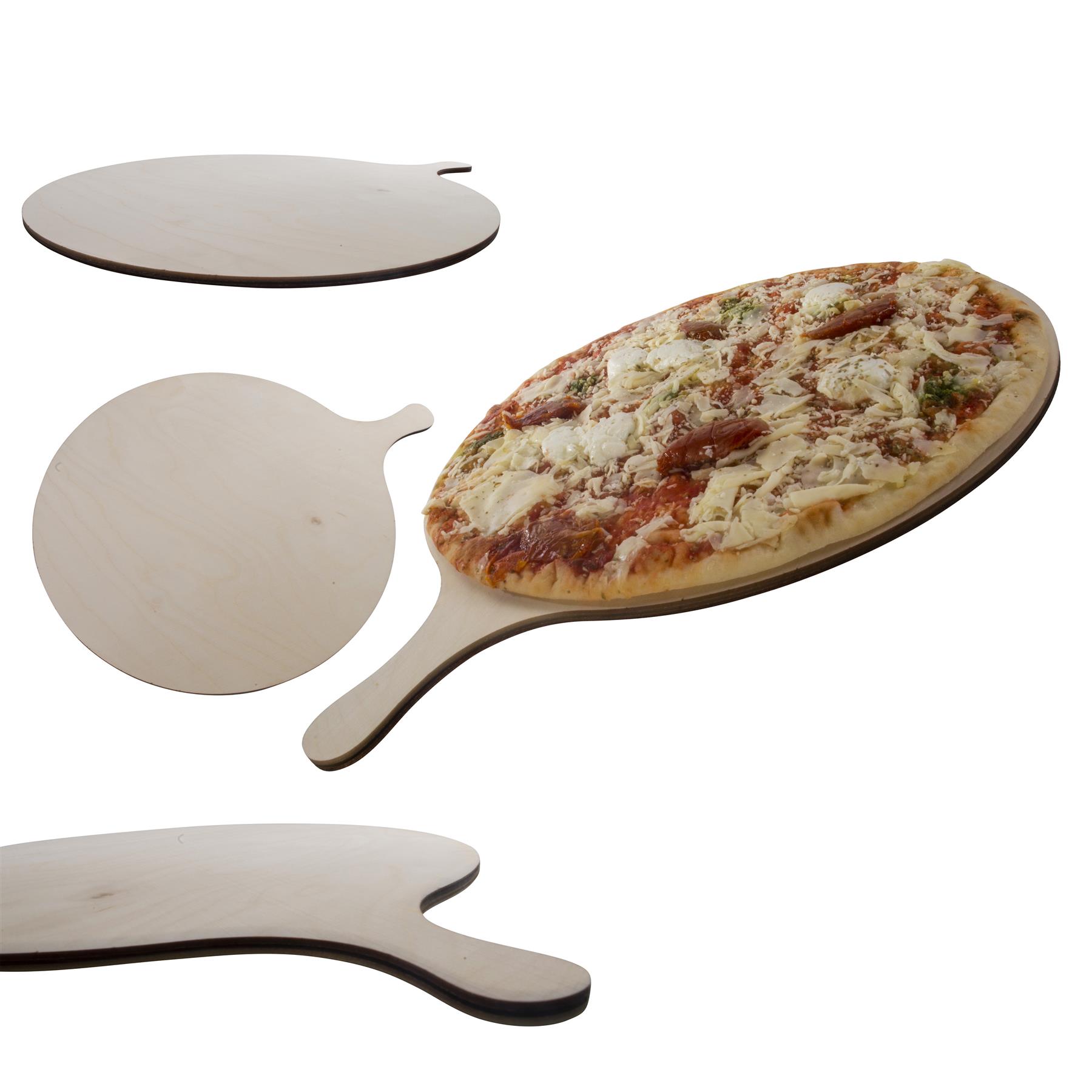 Wooden Pizza Serving Board | 2 Sizes |Round Plate Paddle Peel Cakes Bread Baking - Picture 15 of 23