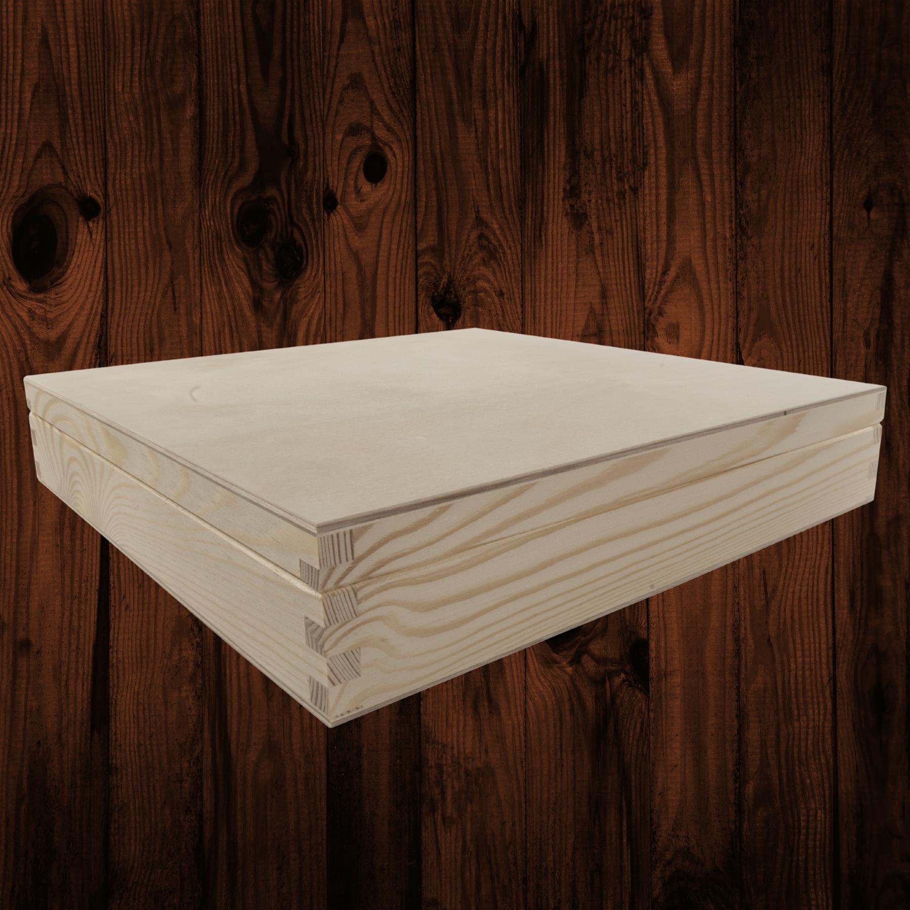 Square Wooden Lid Boxes | Plain Pine for Craft | Keepsake Trinket Memory Storage - Picture 181 of 238