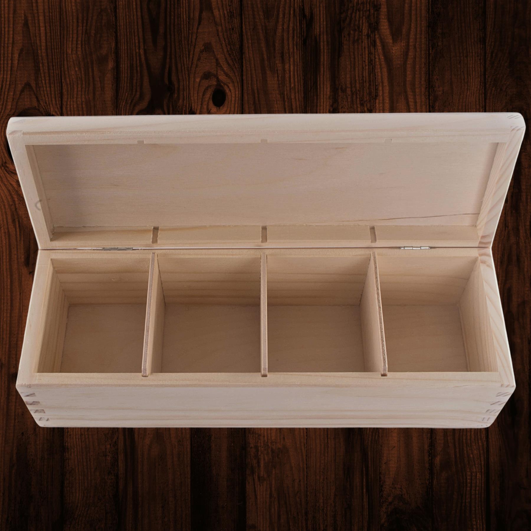 Holz Länglich Tee Box Ordnung Aufbewahrung Organizer Einfach Halter Etui 2-4 Fächer - Bild 39 von 48