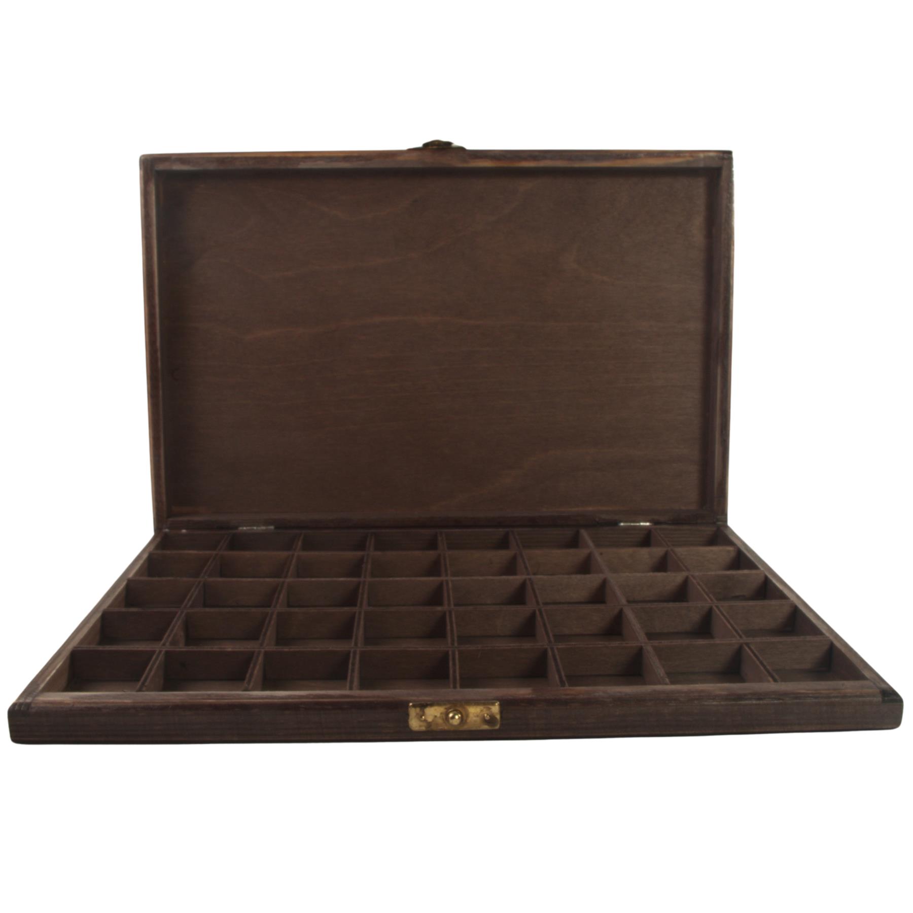Hand-stained Wooden 40 Compartments Shallow Boxes for Gems Beads Jewellery - Picture 33 of 60