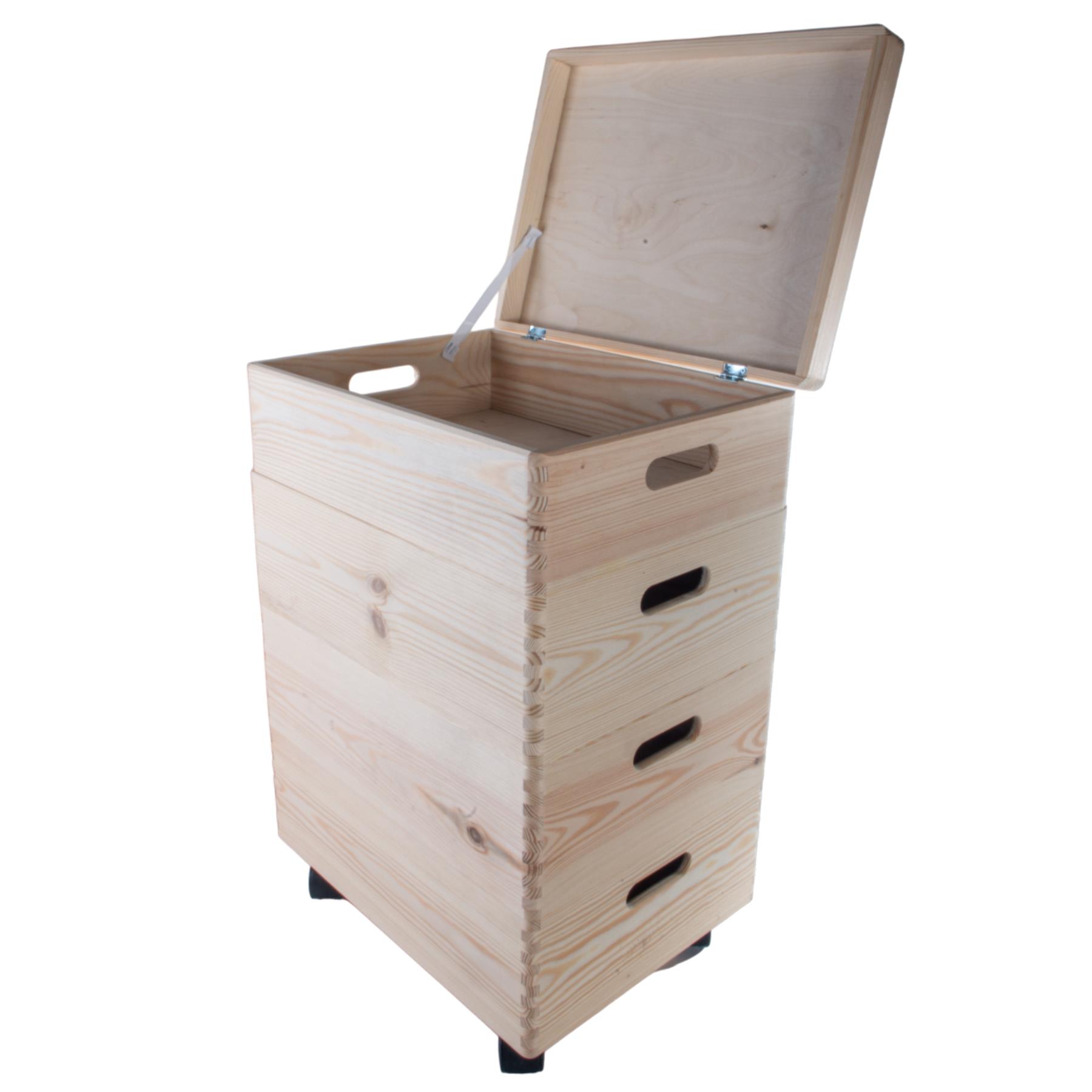 2-6 Stufen Kiefer stapelbar Holz Aufbewahrungsboxen Deckel Räder | Einfach Unlackiert Zum Selbermachen - Bild 22 von 41
