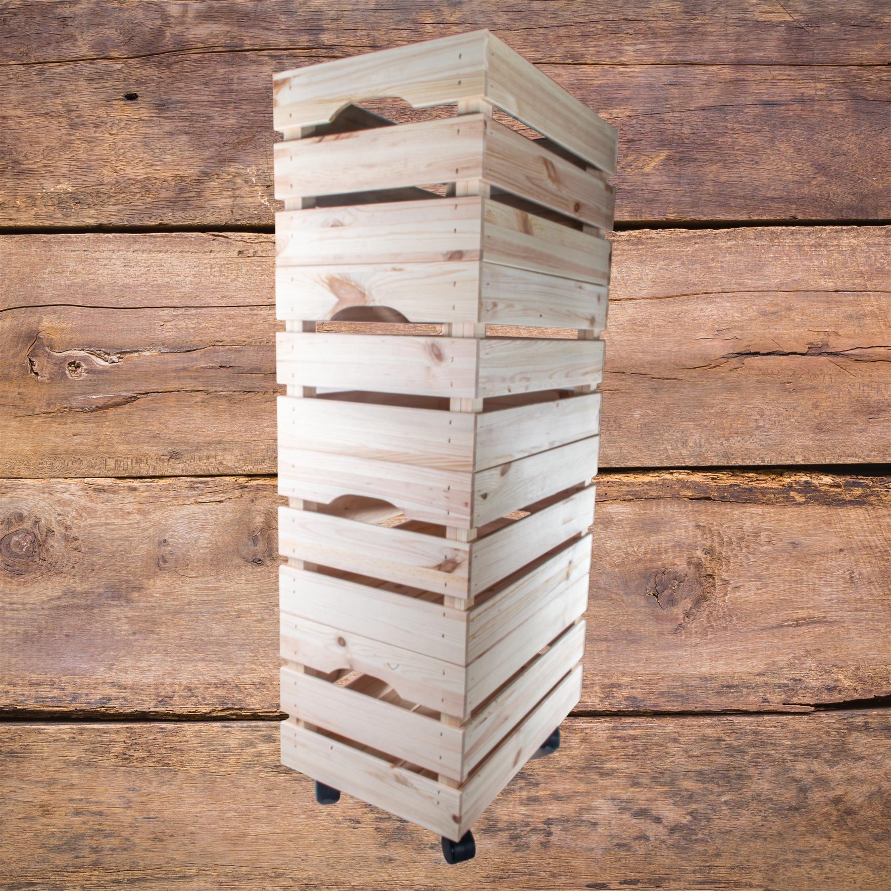Large Wooden Crate With Wheels |1-4 Tier| Plain Pine Saving Space Storage Box - Picture 59 of 60