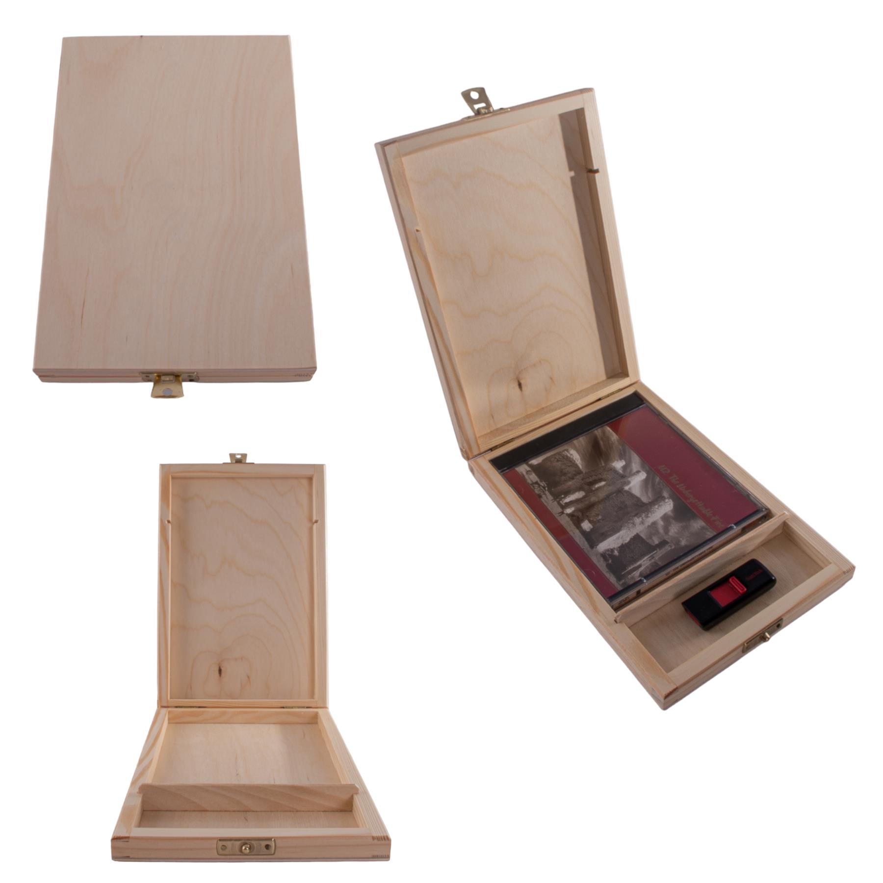 Caja de CD de madera y memoria USB de dos compartimentos | Idea de regalo | Madera artesanal pintable - Imagen 9 de 25