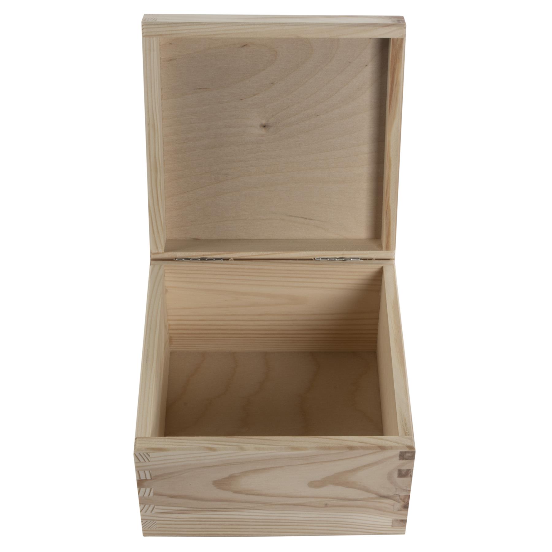 Square Wooden Lid Boxes | Plain Pine for Craft | Keepsake Trinket Memory Storage - Picture 112 of 238