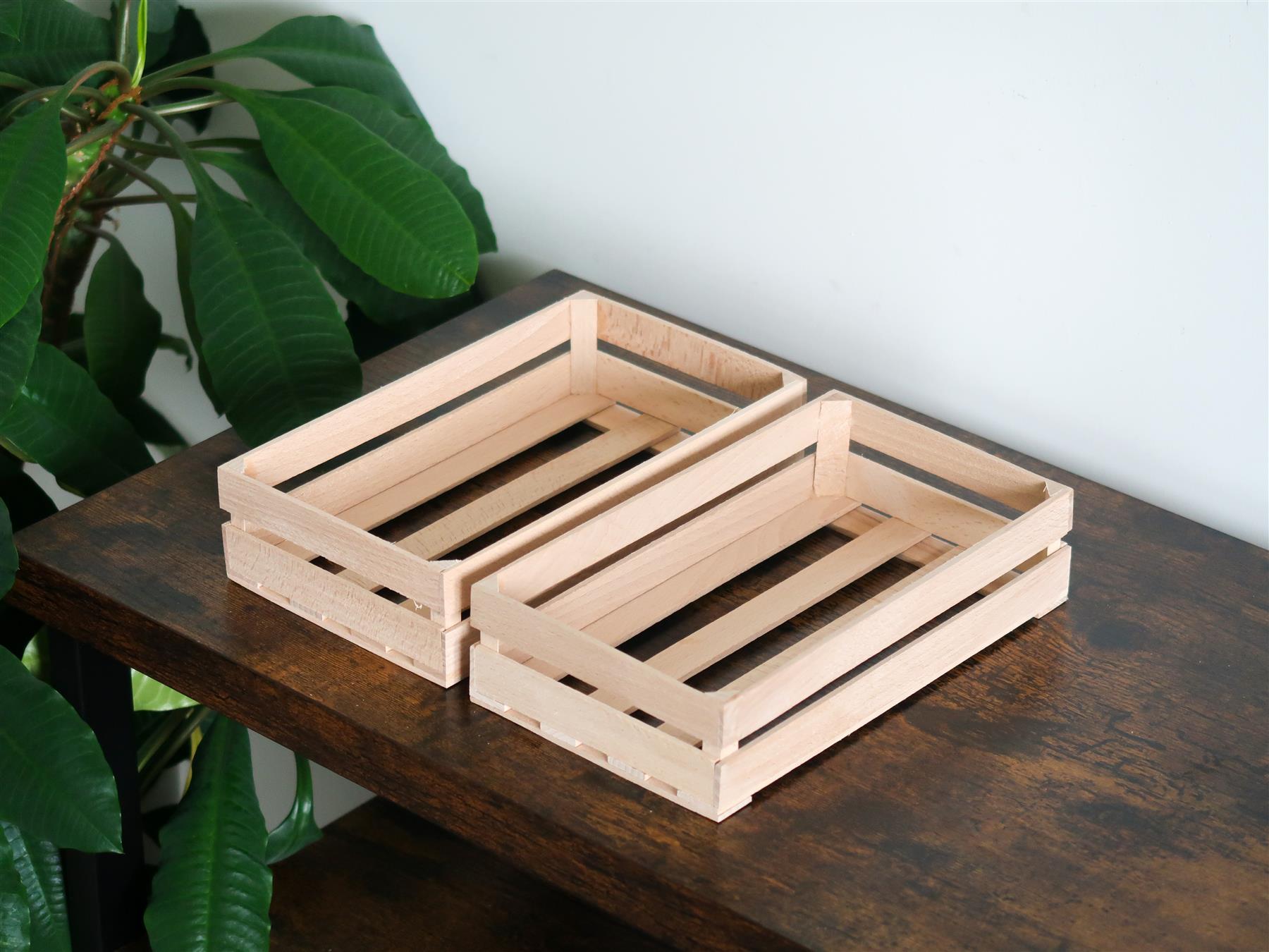 Small Wooden Crates Decorative Display Shelf Box Organisation Basket Plan Wood - Picture 24 of 32