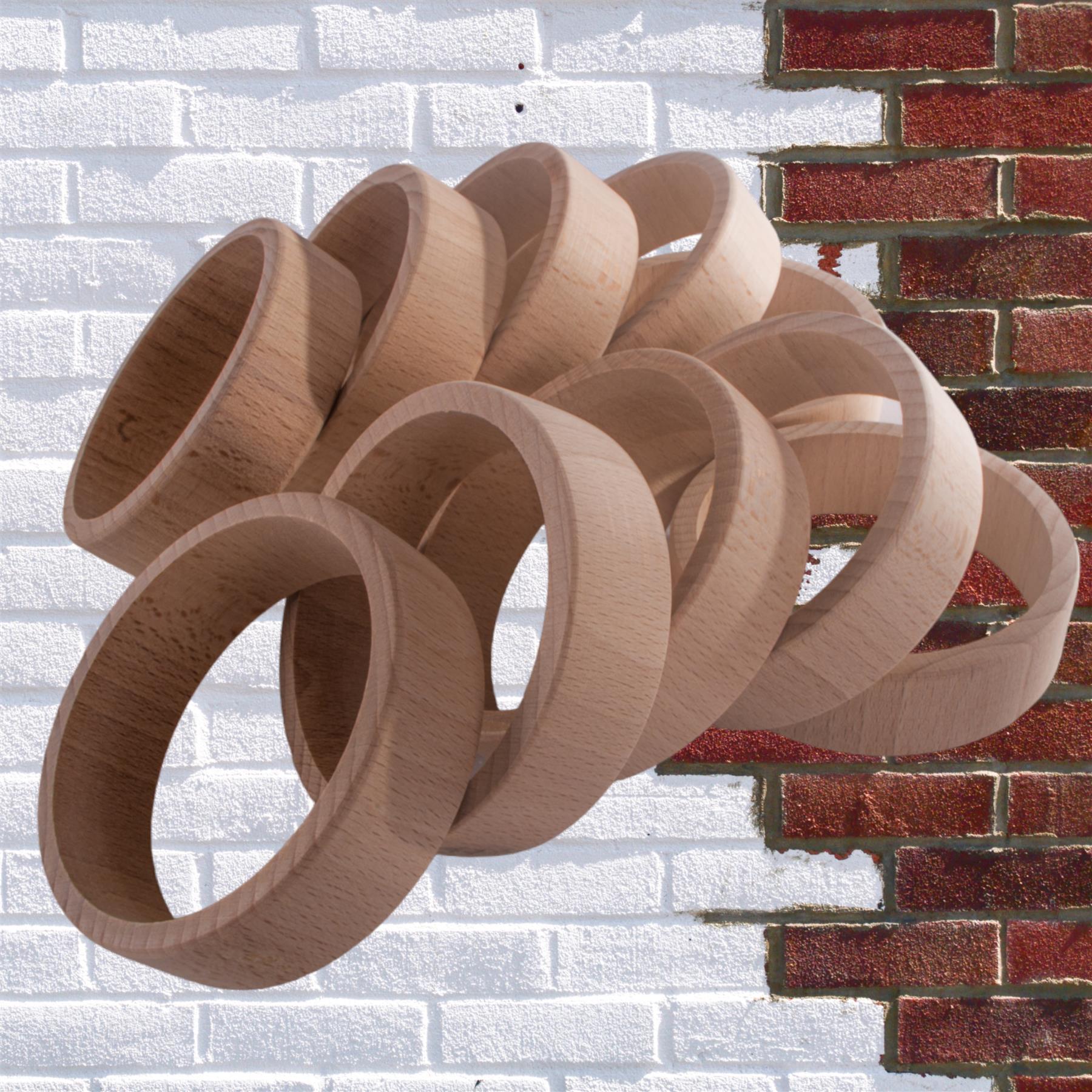 Flat Natural Unfinished Wooden Bracelet Bangles Wristlet Craft DIY Decorating - Picture 35 of 71