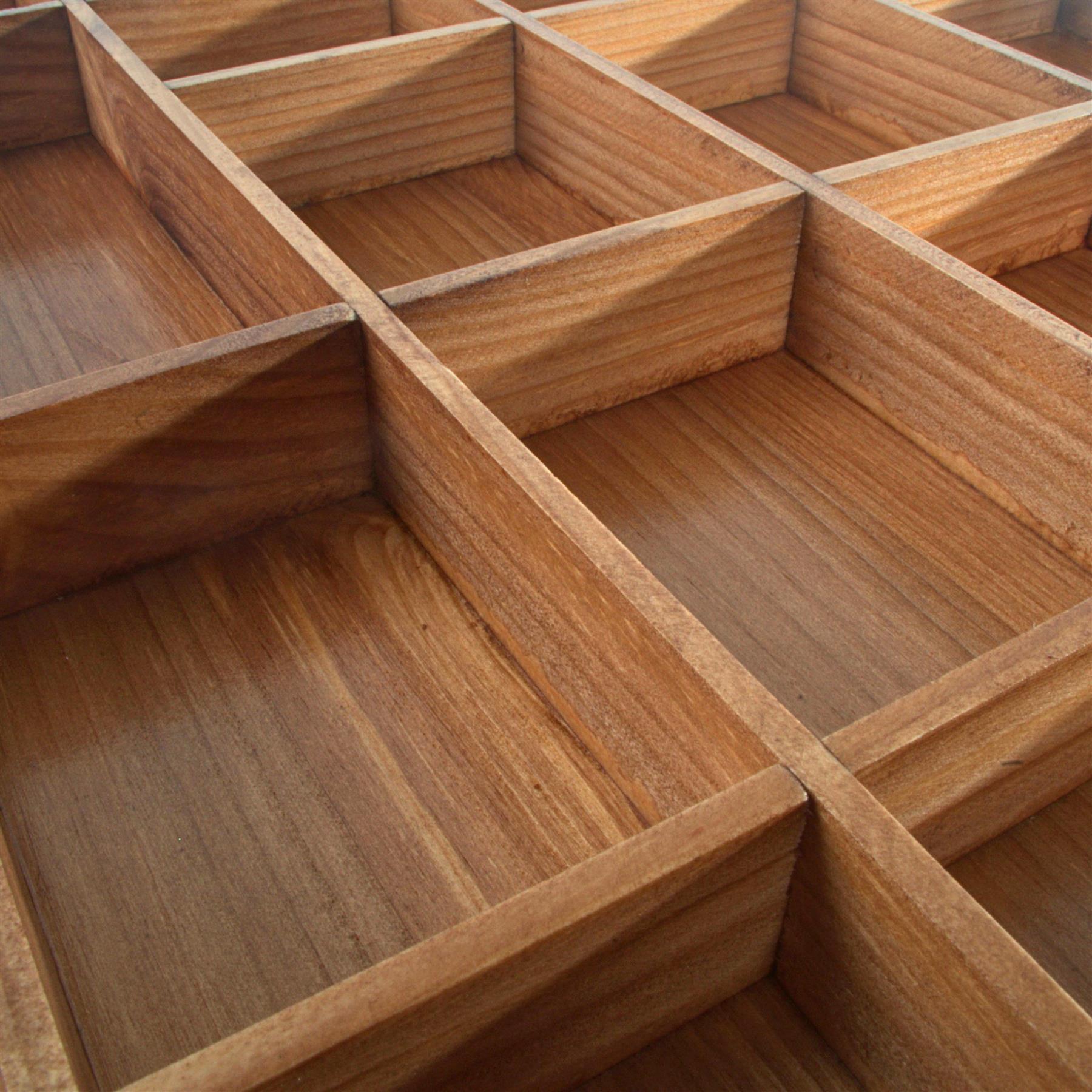 Wooden Display Cabinet Wall Trinket Shelf Tray 28 Compartments Choice of Colours - Picture 23 of 48