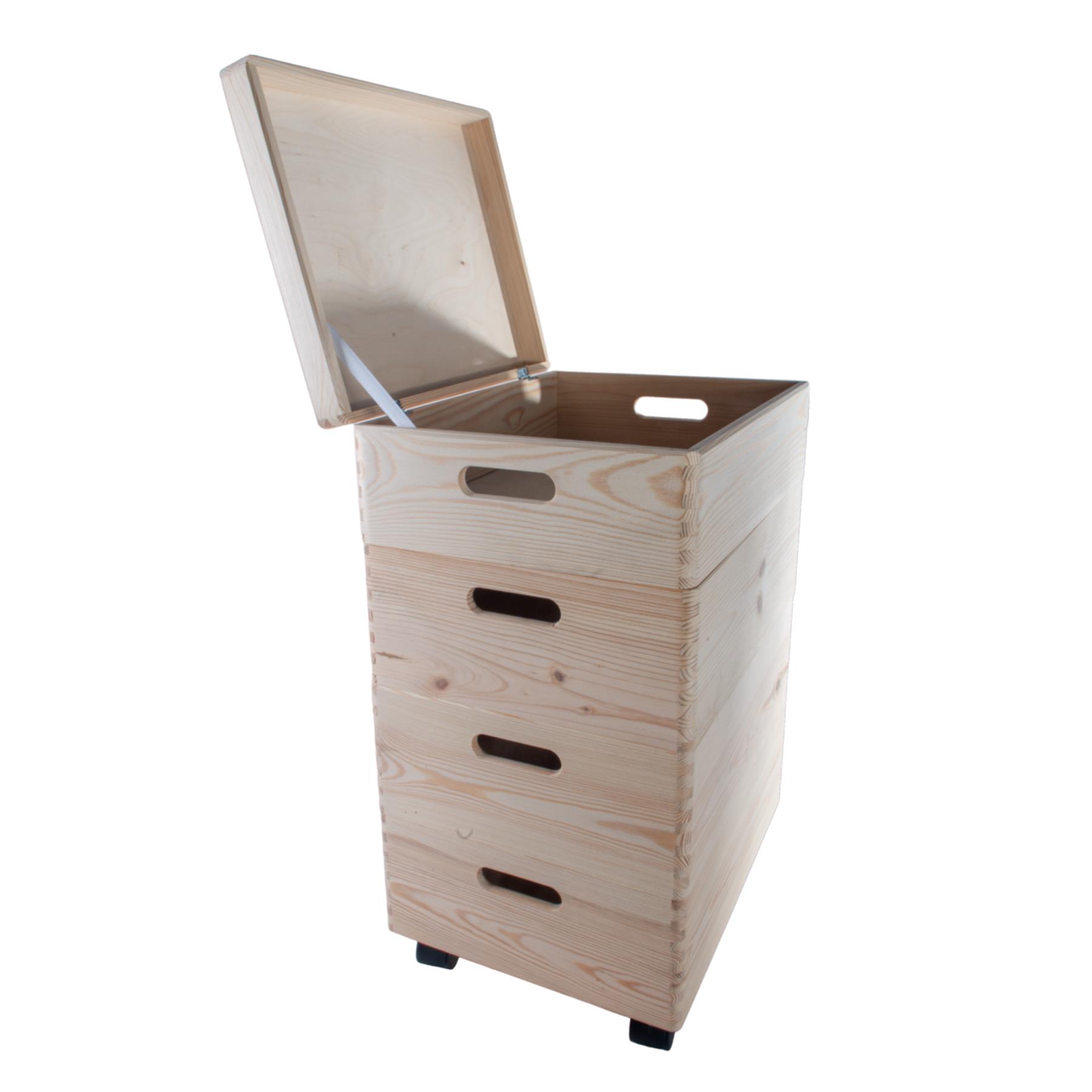 2-6 Stufen Kiefer stapelbar Holz Aufbewahrungsboxen Deckel Räder | Einfach Unlackiert Zum Selbermachen - Bild 24 von 41
