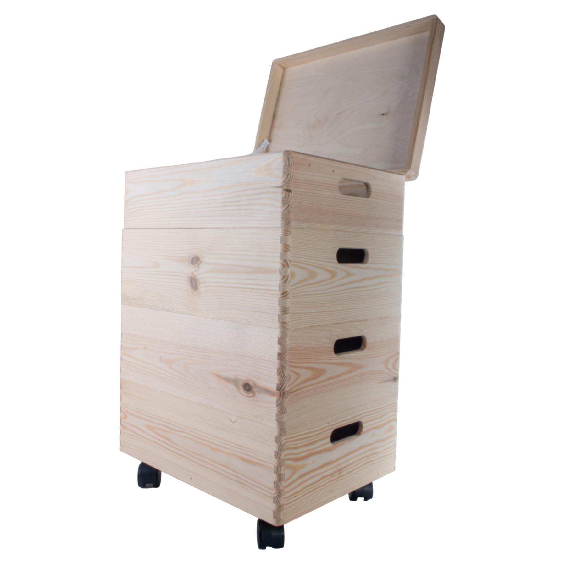 2-6 Stufen Kiefer stapelbar Holz Aufbewahrungsboxen Deckel Räder | Einfach Unlackiert Zum Selbermachen - Bild 20 von 41