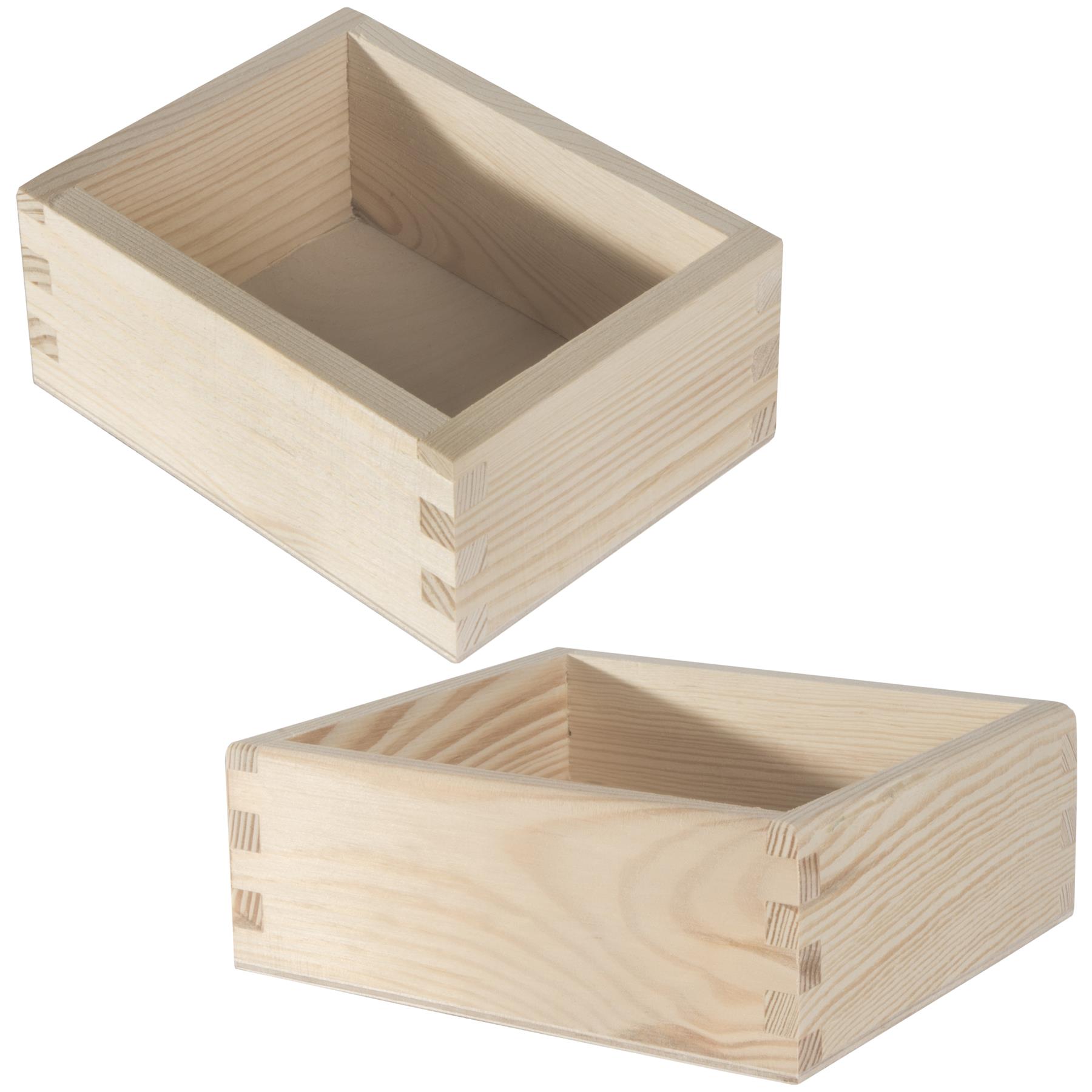 Small Plain Wood Display Pine Box Open Container Desk Tidy Organiser