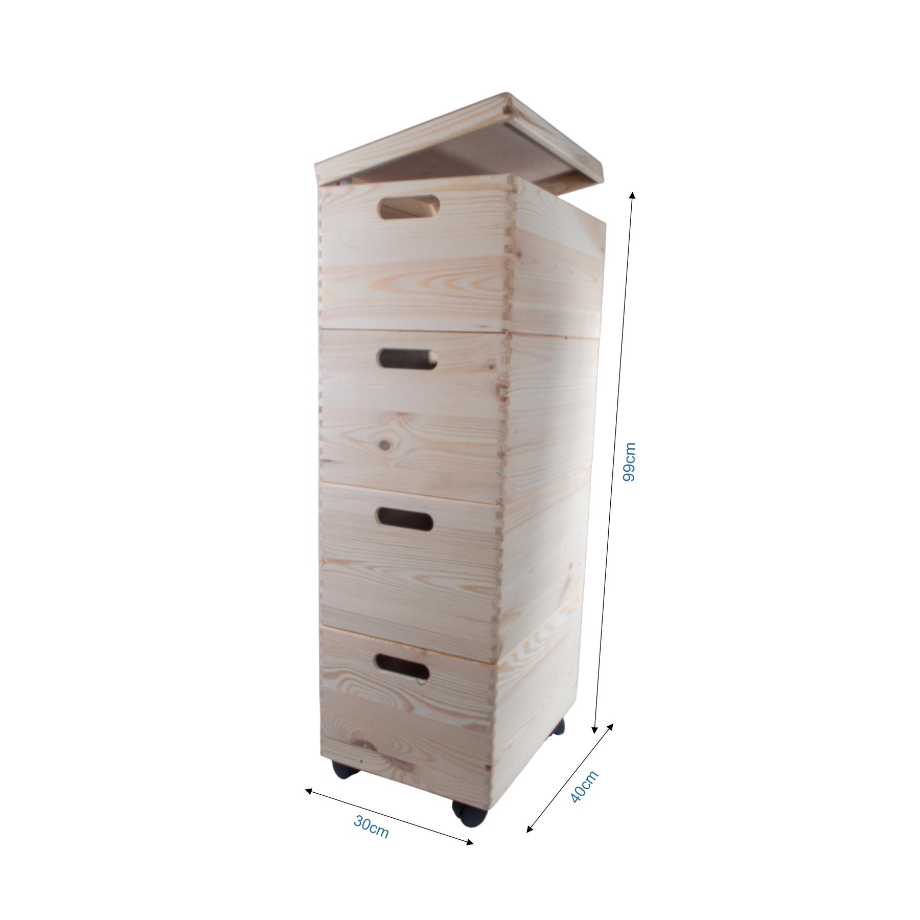 Grandes cajas de madera apilables con asas de tapa ruedas - Imagen 38 de 68