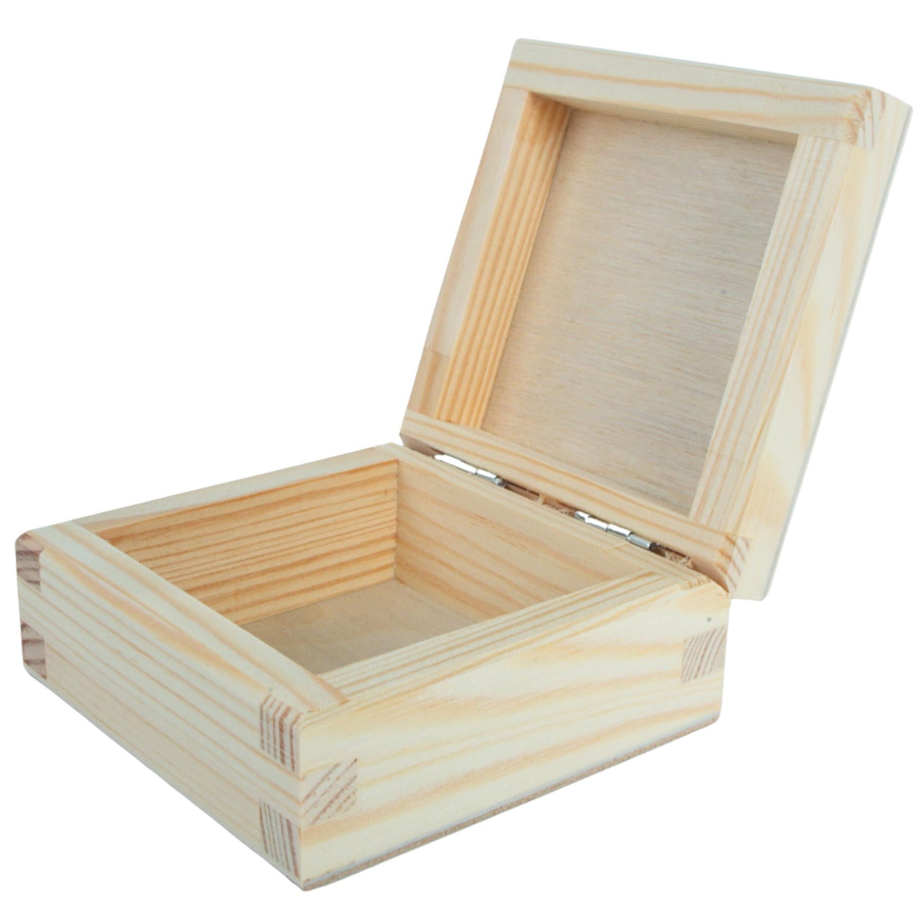 Cajas cuadradas con tapa de madera | Pino liso para artesanía | Almacenamiento de memoria de baratija de recuerdo - Imagen 3 de 244