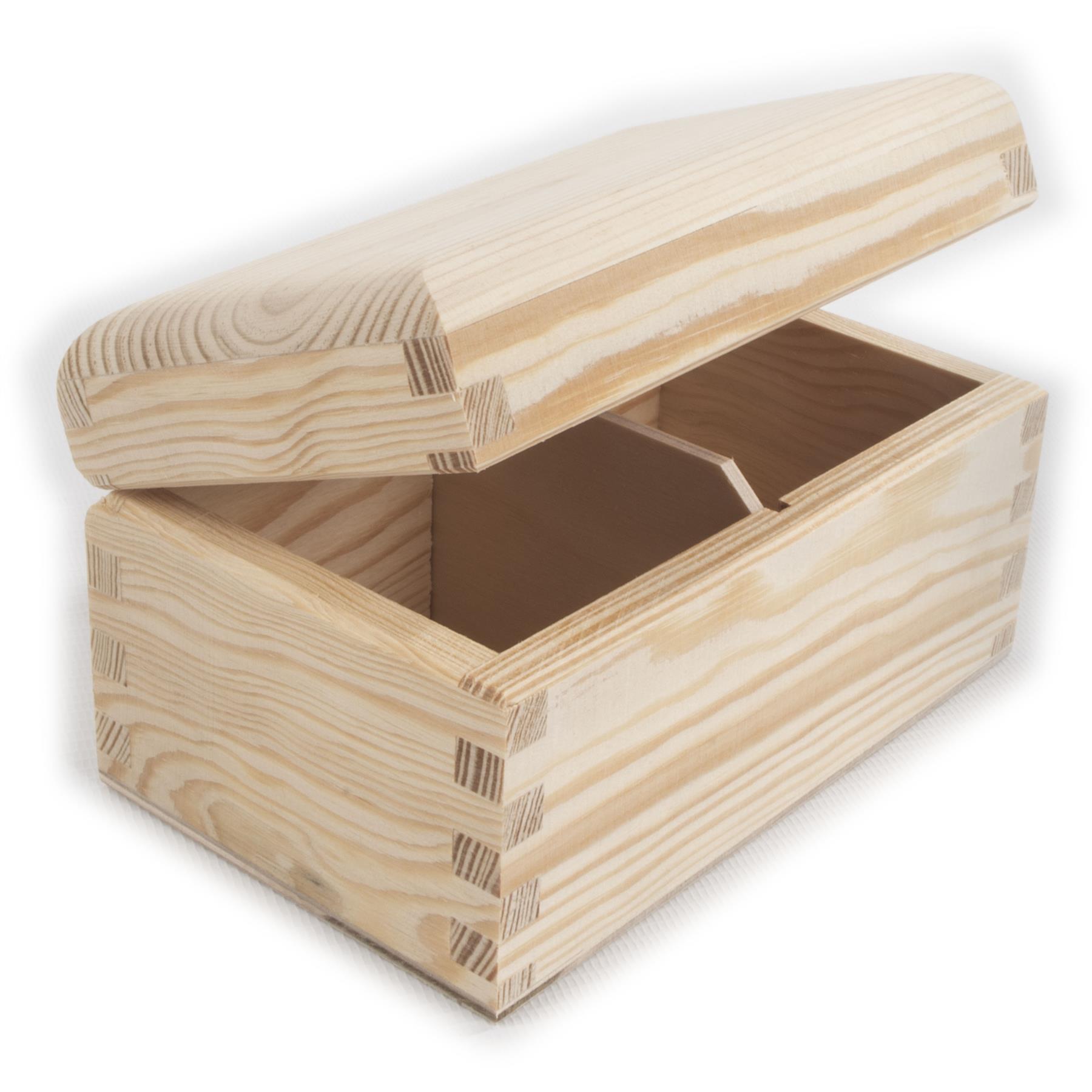 Plain Pine Wood Compartment Boxes with Nicely Rounded Lid | Decoupage Decorate - Picture 15 of 28