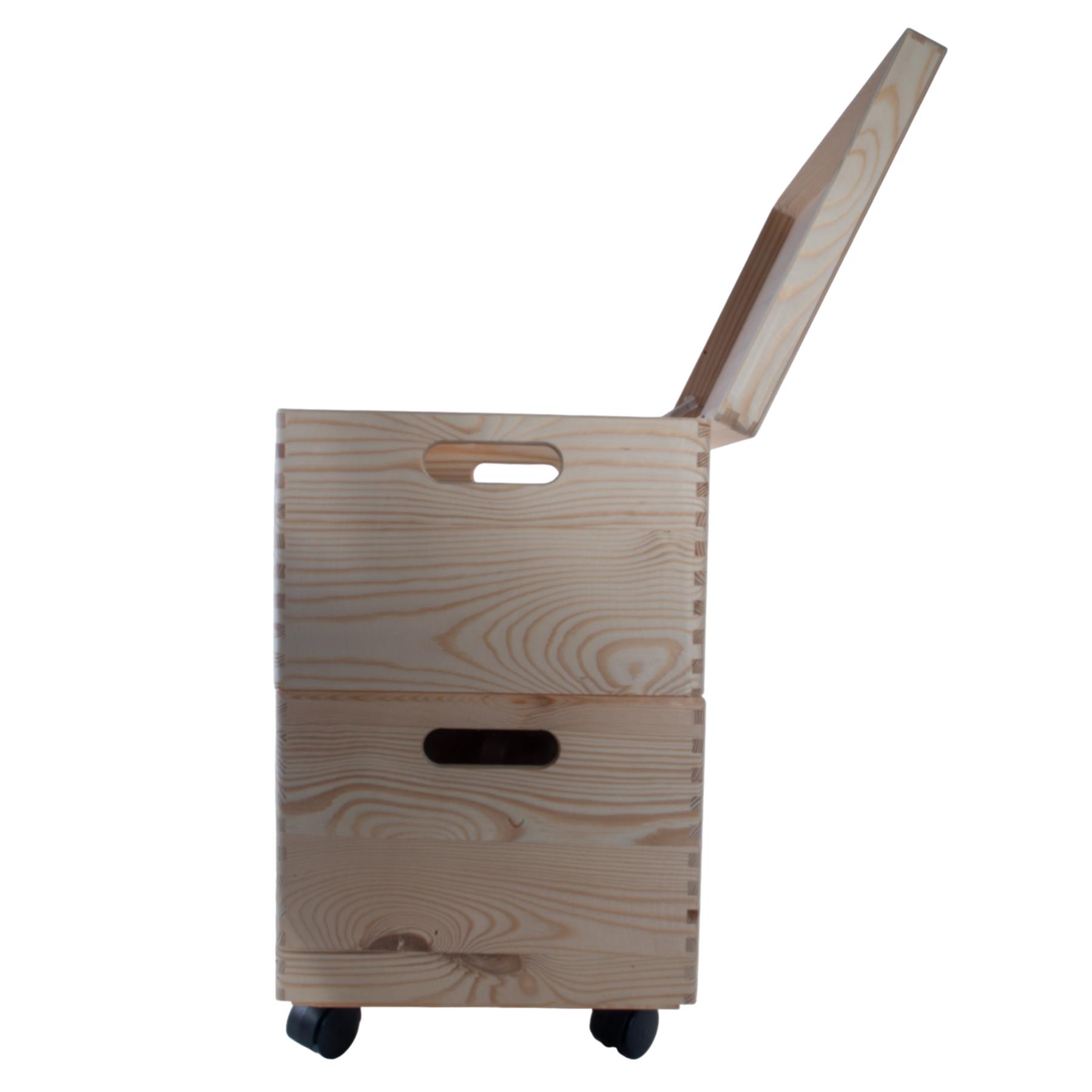 Grandes cajas de madera apilables con asas de tapa ruedas - Imagen 16 de 68