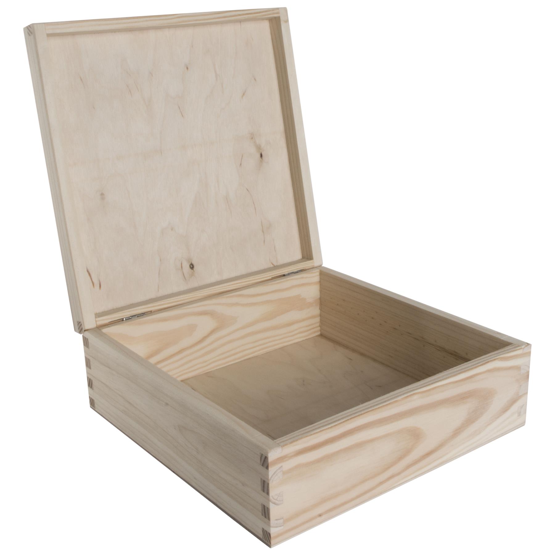 Square Wooden Lid Boxes | Plain Pine for Craft | Keepsake Trinket Memory Storage - Picture 176 of 238