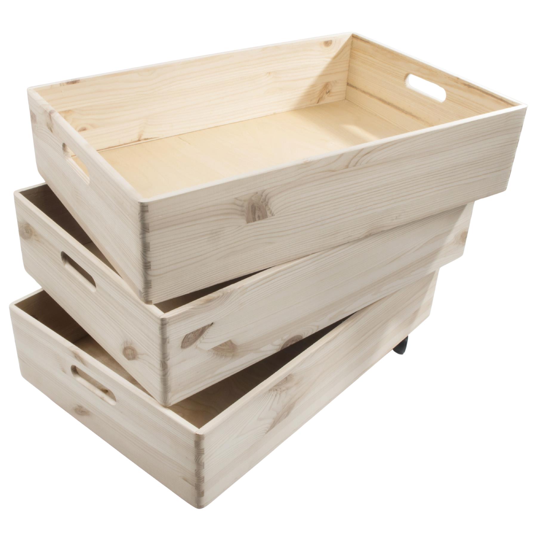 Choice of Plain Stacking Extra Large Shallow Wooden Open Crates Boxes on Wheels - Picture 27 of 45