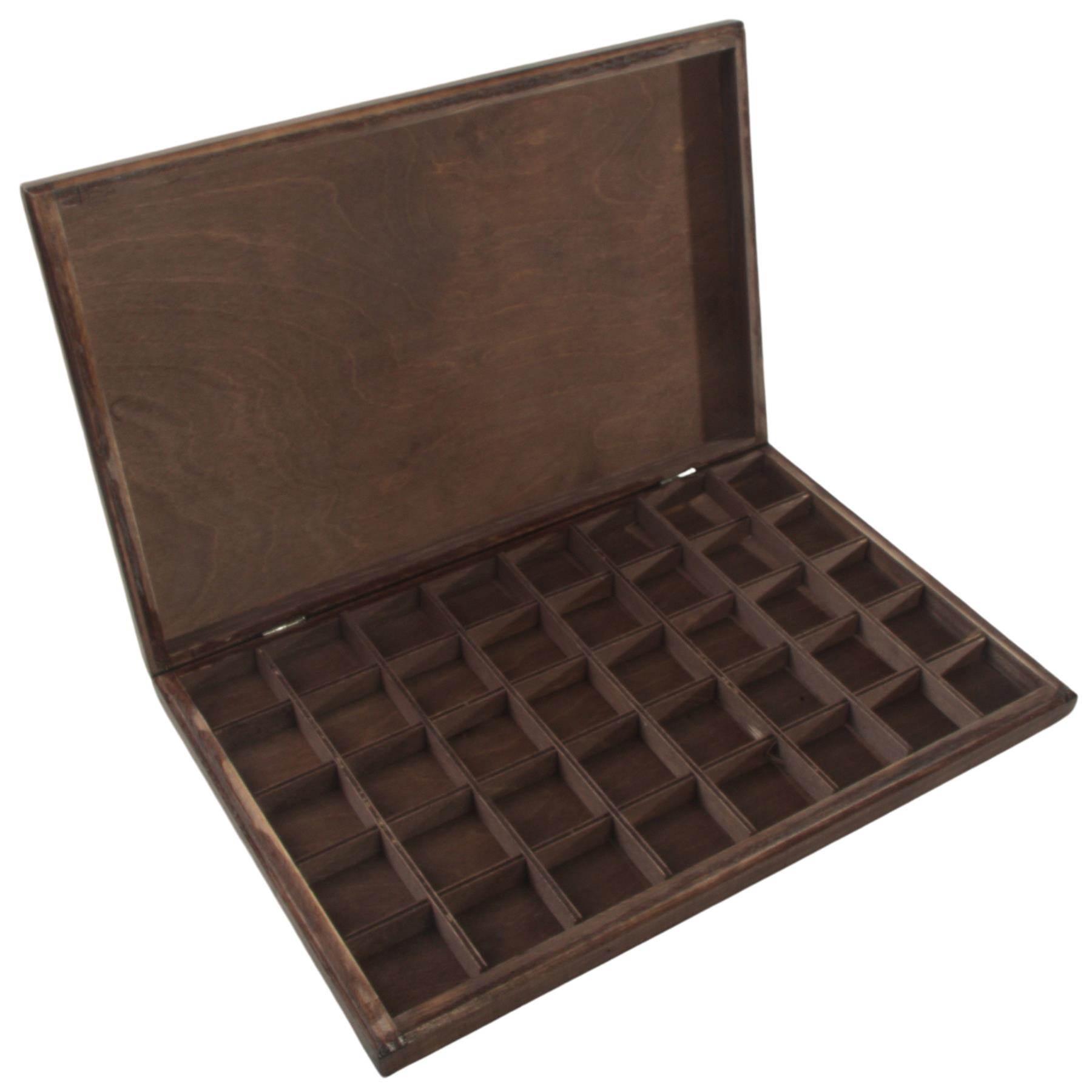 Hand-stained Wooden 40 Compartments Shallow Boxes for Gems Beads Jewellery - Picture 25 of 60
