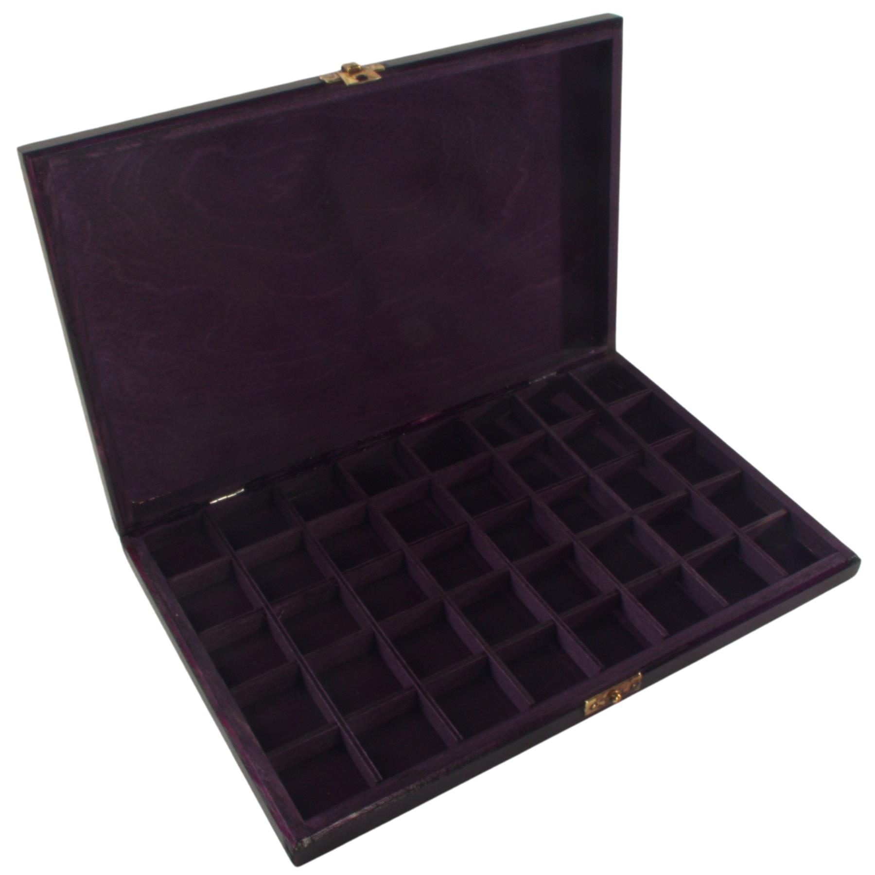 Hand-stained Wooden 40 Compartments Shallow Boxes for Gems Beads Jewellery - Picture 44 of 60