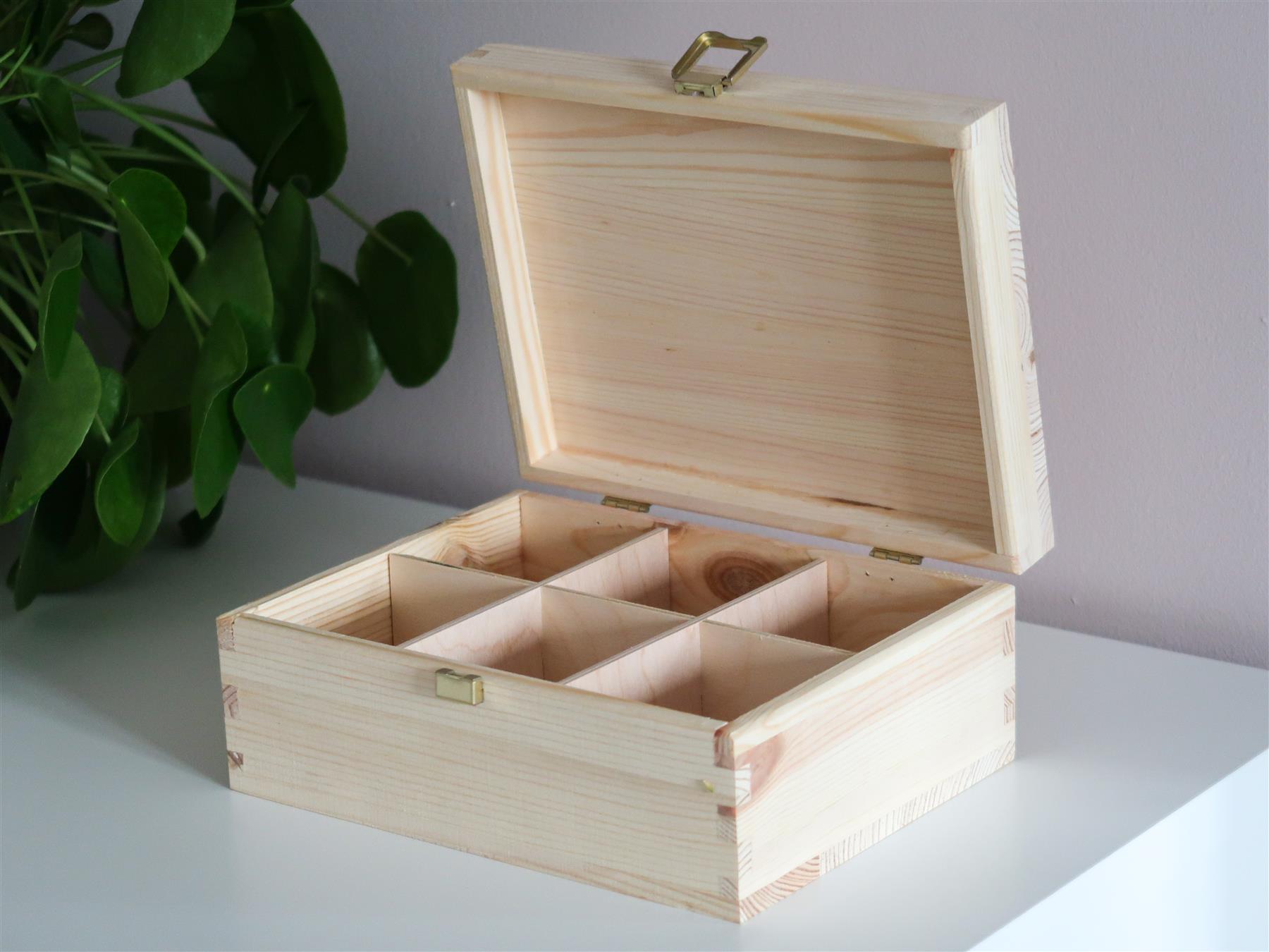 Decorative Natural Real Pinewood Boxes | Removable Dividers | 6/8/12 Sections - Picture 4 of 37