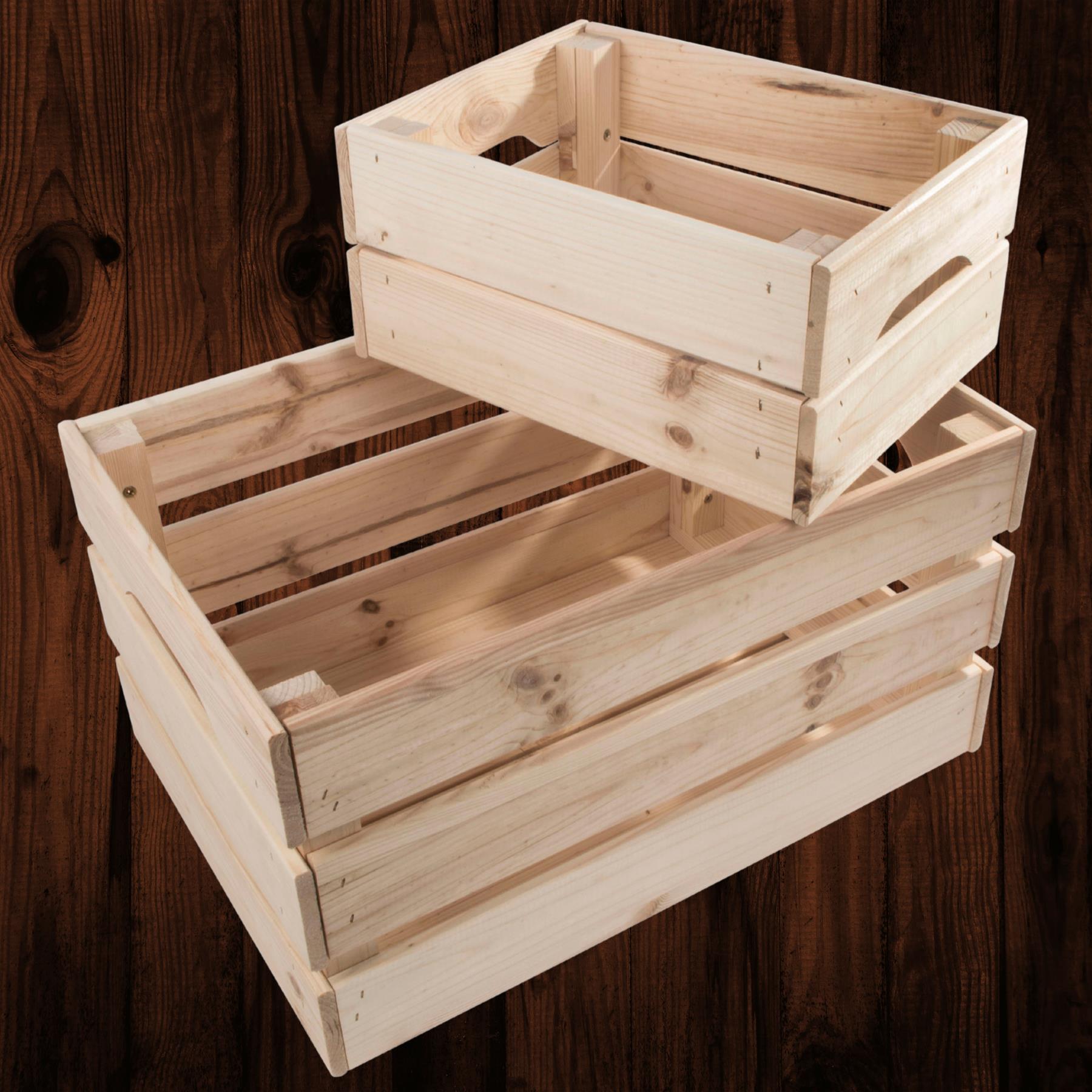 Wooden Crates Storage Boxes /2 Sizes/ Plain Unpainted Pinewood To Decorate Craft - Picture 32 of 40