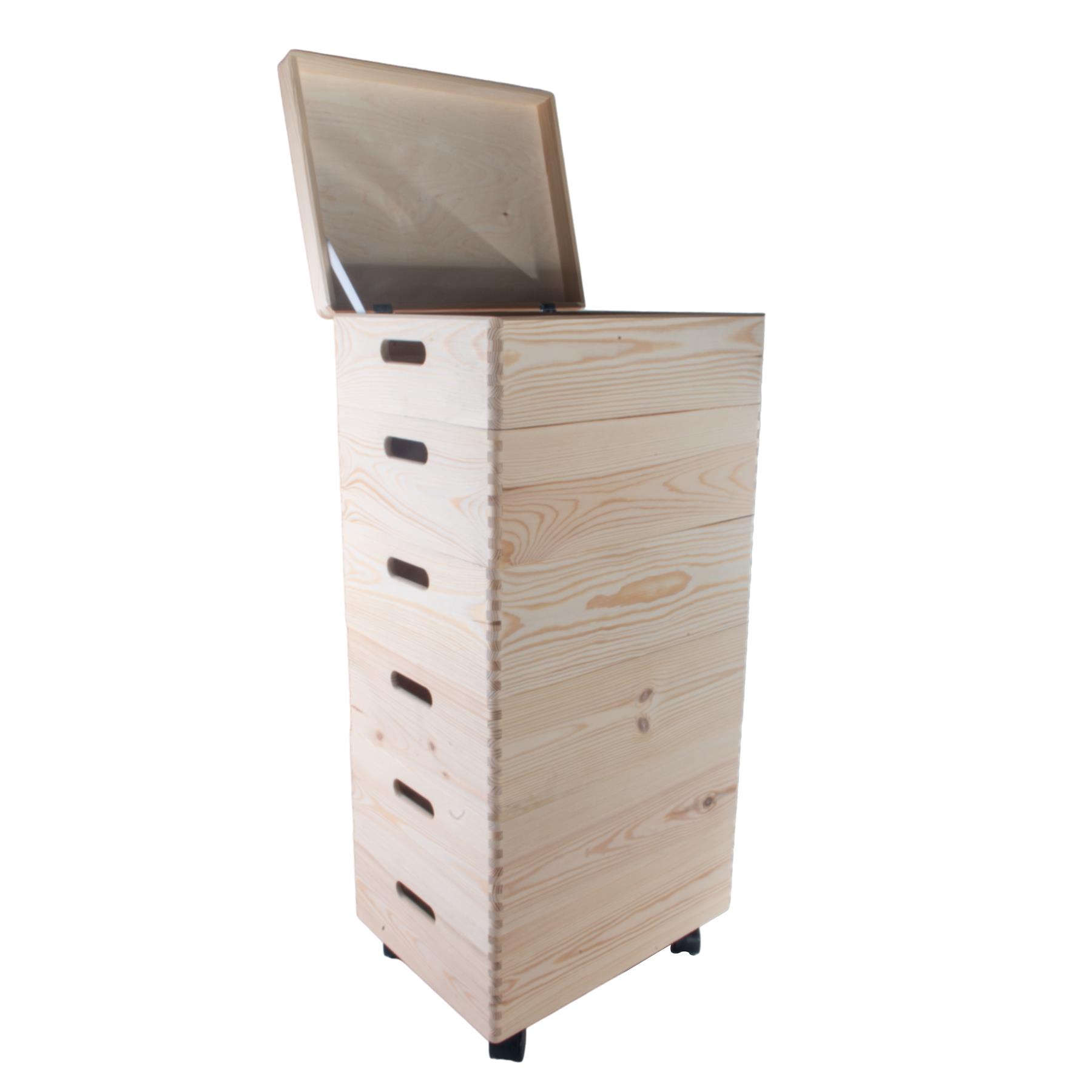 2-6 Stufen Kiefer stapelbar Holz Aufbewahrungsboxen Deckel Räder | Einfach Unlackiert Zum Selbermachen - Bild 40 von 41
